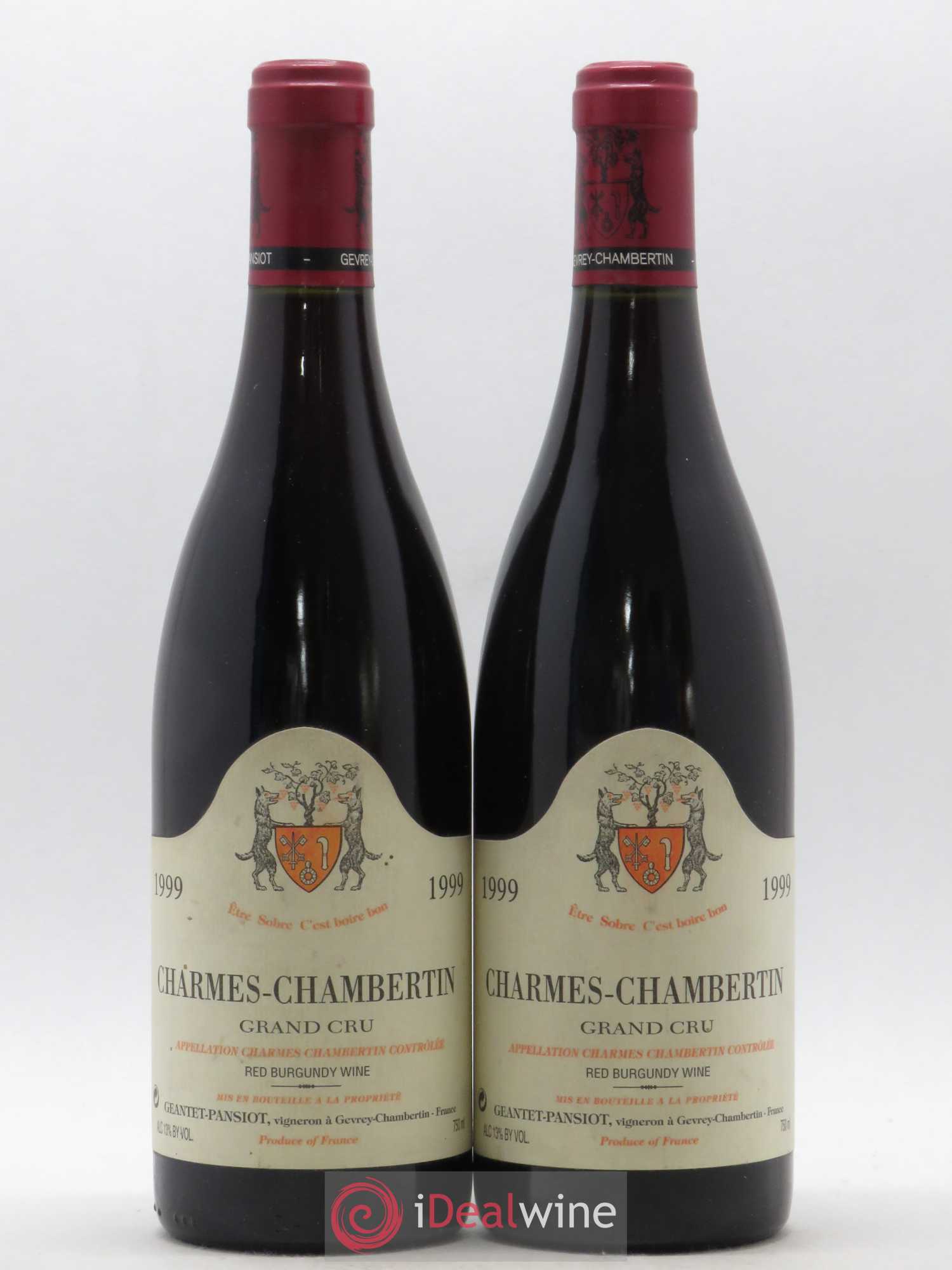 Charmes-Chambertin Grand Cru Geantet-Pansiot 1999 - Lot de 2 bouteilles - 0