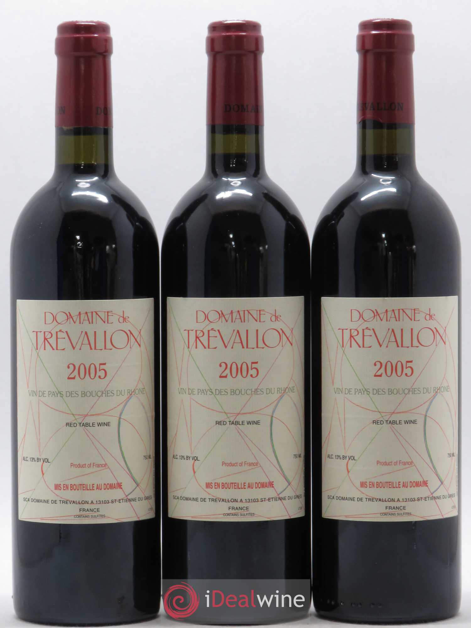 VDP Bouches du Rhône Trévallon (Domaine de) Eloi Dürrbach 2005 - Lot de 3 bouteilles - 0
