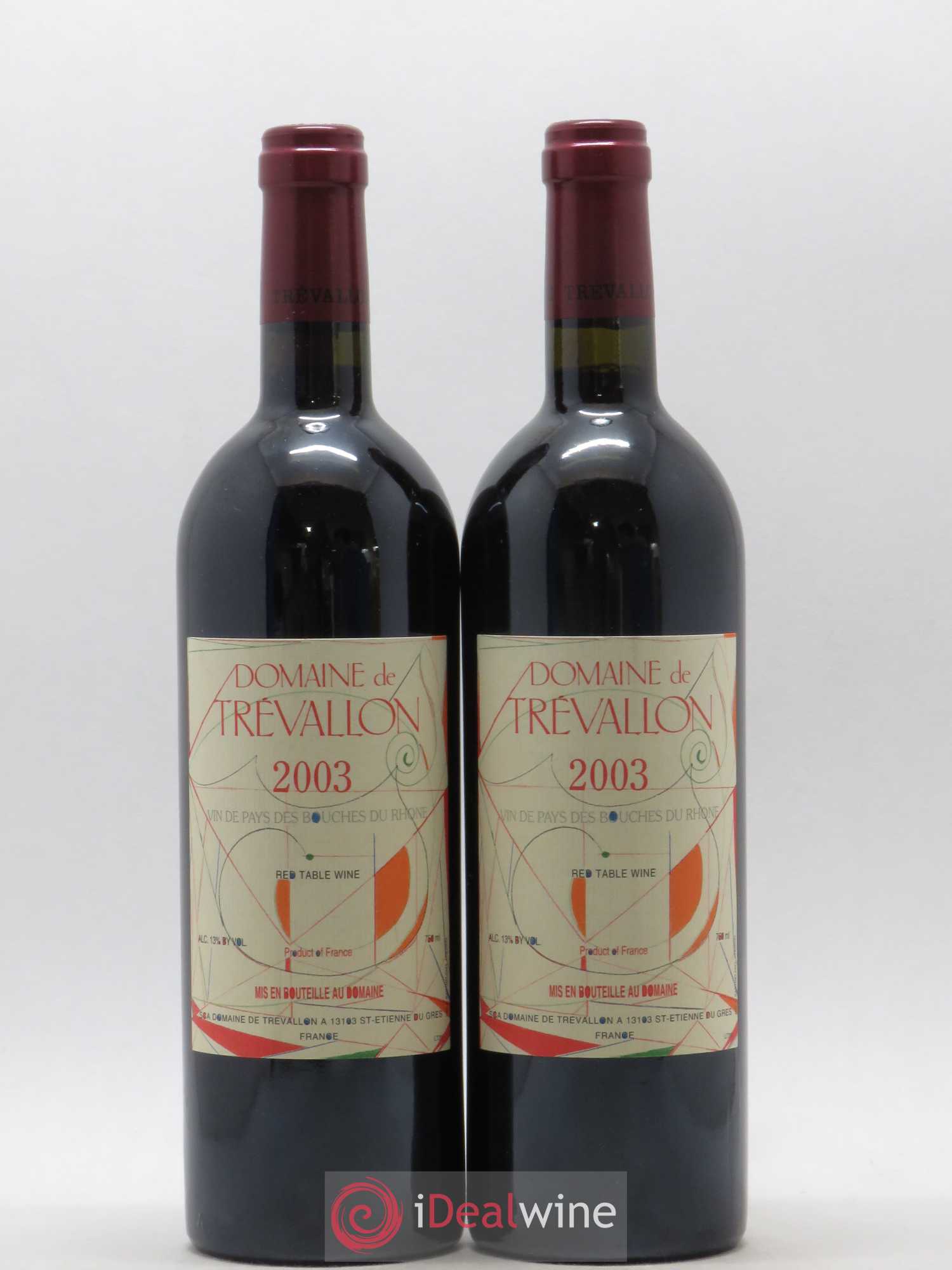 VDP Bouches du Rhône Trévallon (Domaine de) Eloi Dürrbach 2003 - Lot de 2 bouteilles - 0