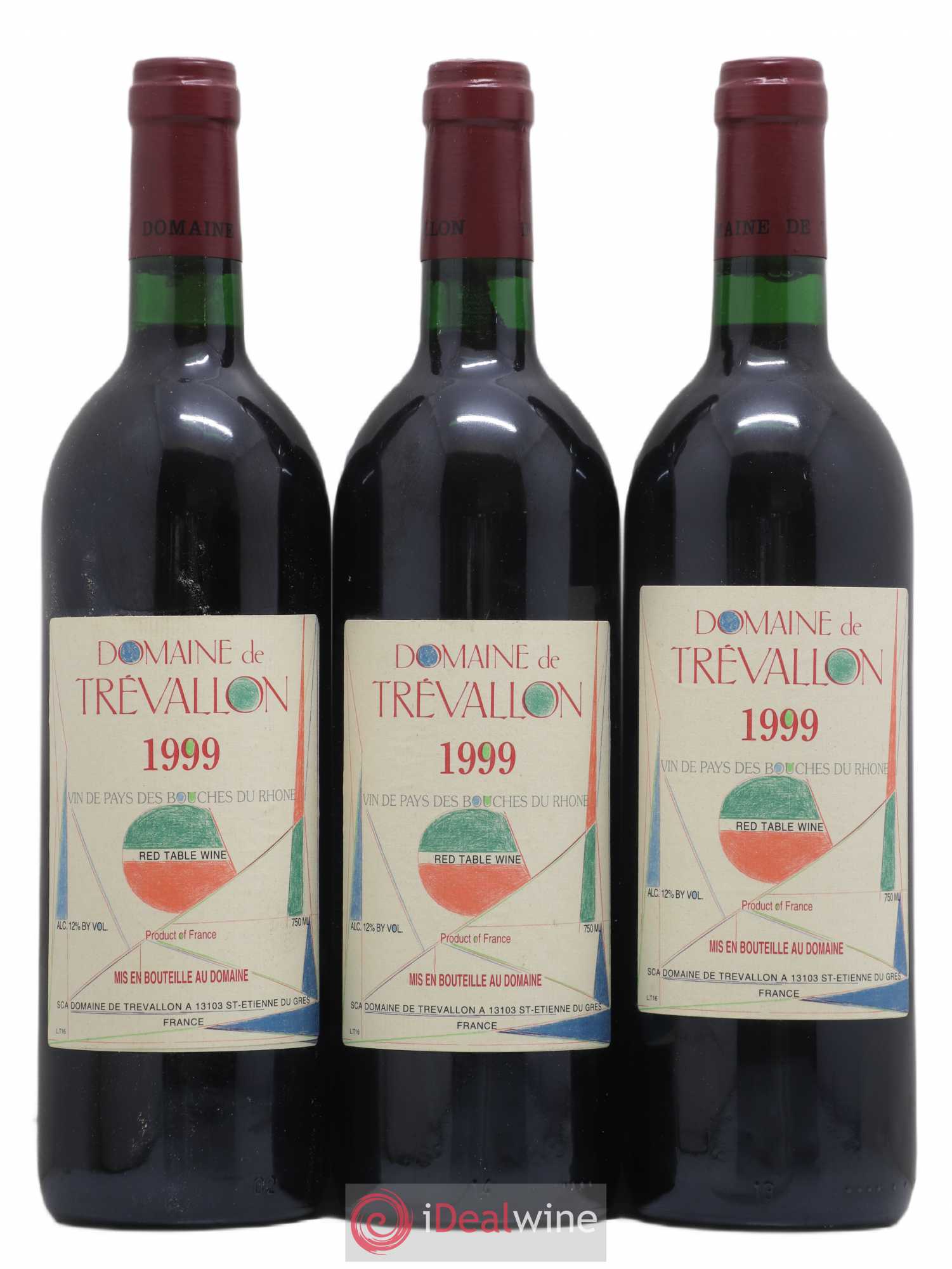 VDP Bouches du Rhône Trévallon (Domaine de) Eloi Dürrbach 1999 - Lot de 3 bouteilles - 0