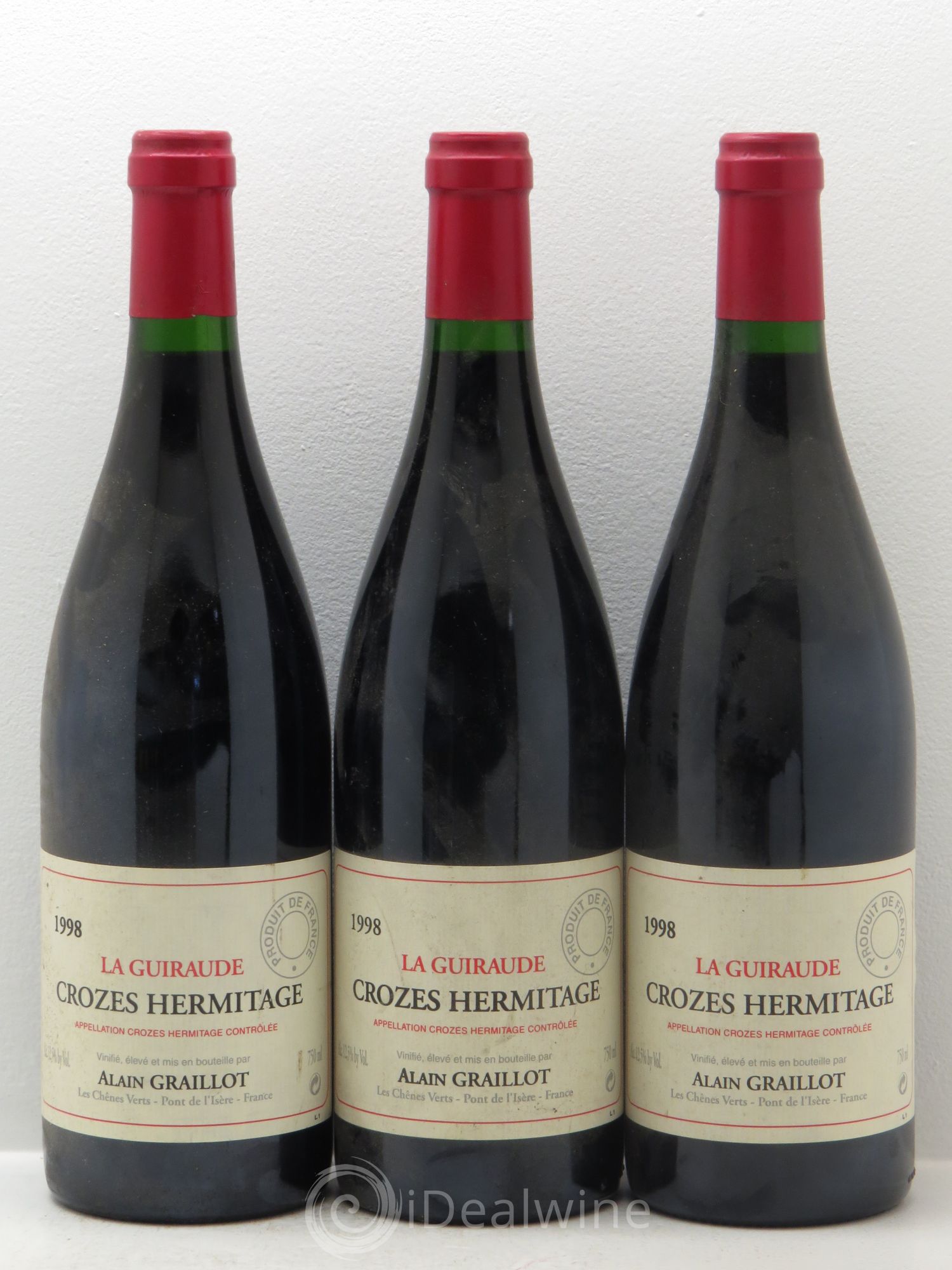 Crozes-Hermitage La Guiraude Domaine Graillot 1998 - Lot de 3 bouteilles - 0