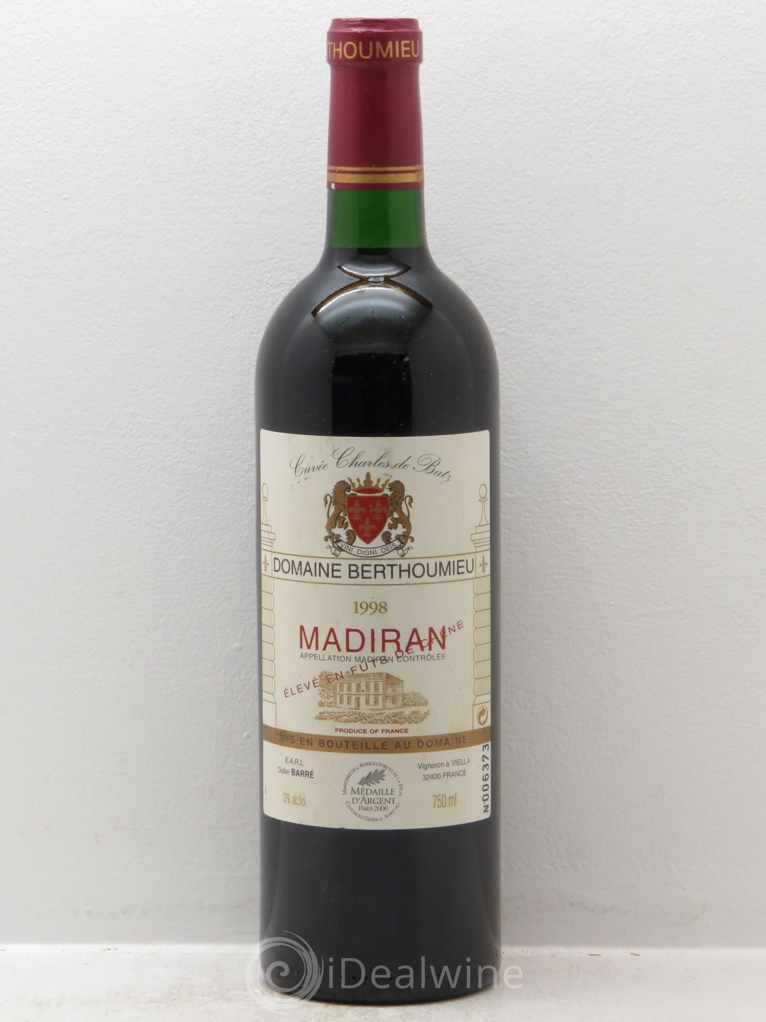 Madiran Cuvée Charles de Batz -Domaine de Berthoune 1998 - Posten von 1 Flasche - 0