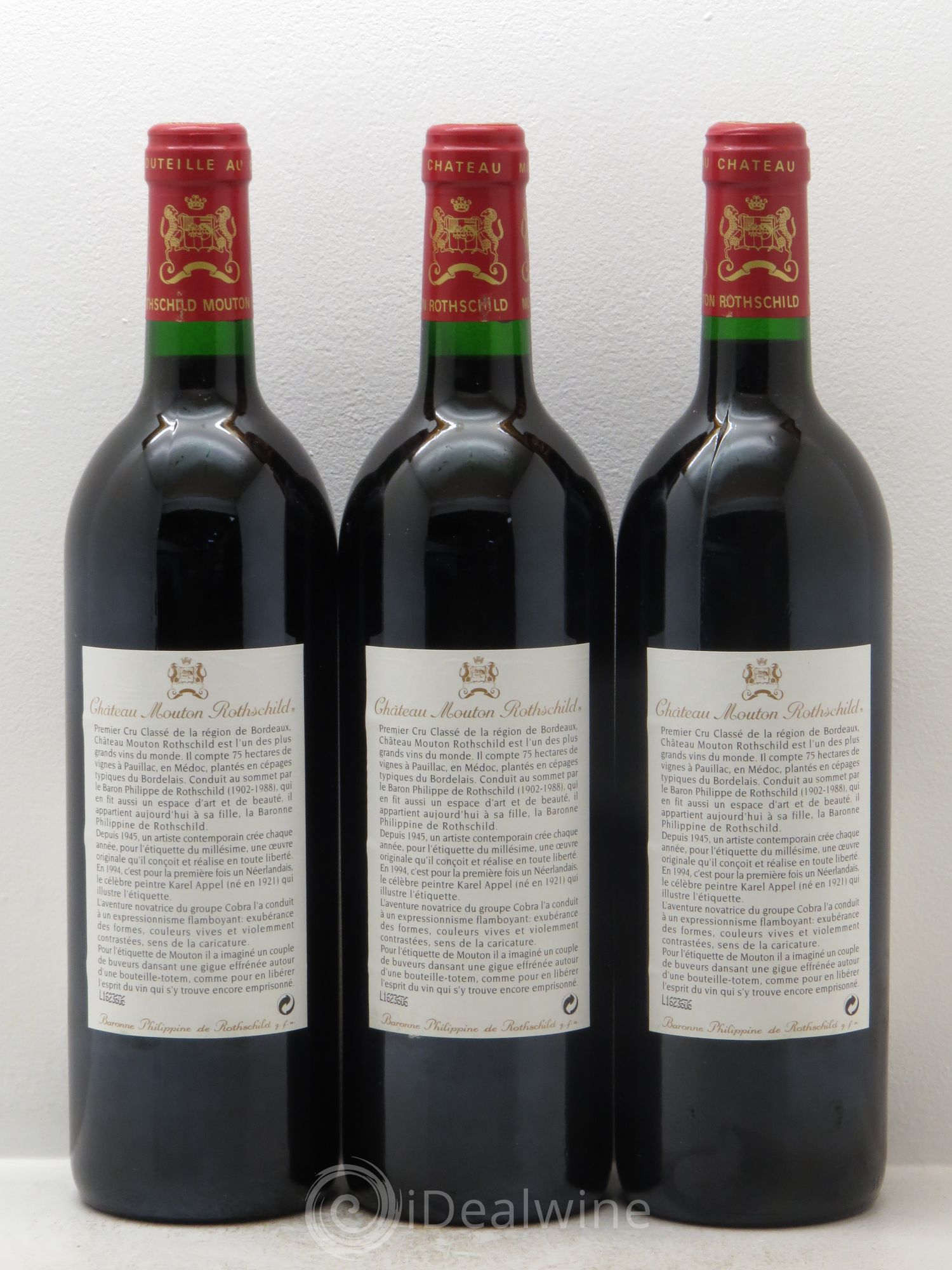 Château Mouton Rothschild 1er Grand Cru Classé 1994 - Lot de 3 bouteilles - 1