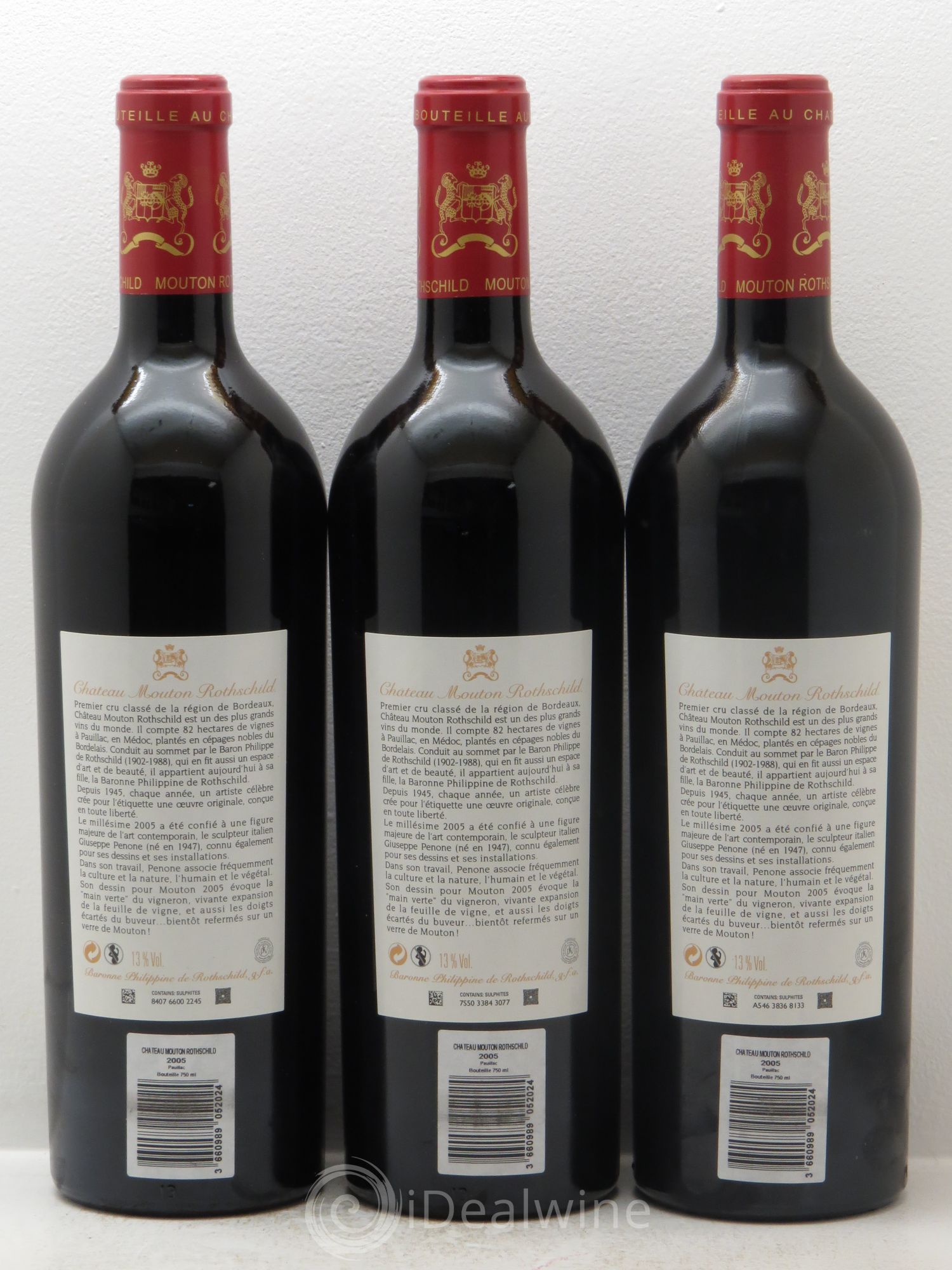 Château Mouton Rothschild 1er Grand Cru Classé 2005 - Lot de 3 bouteilles - 1