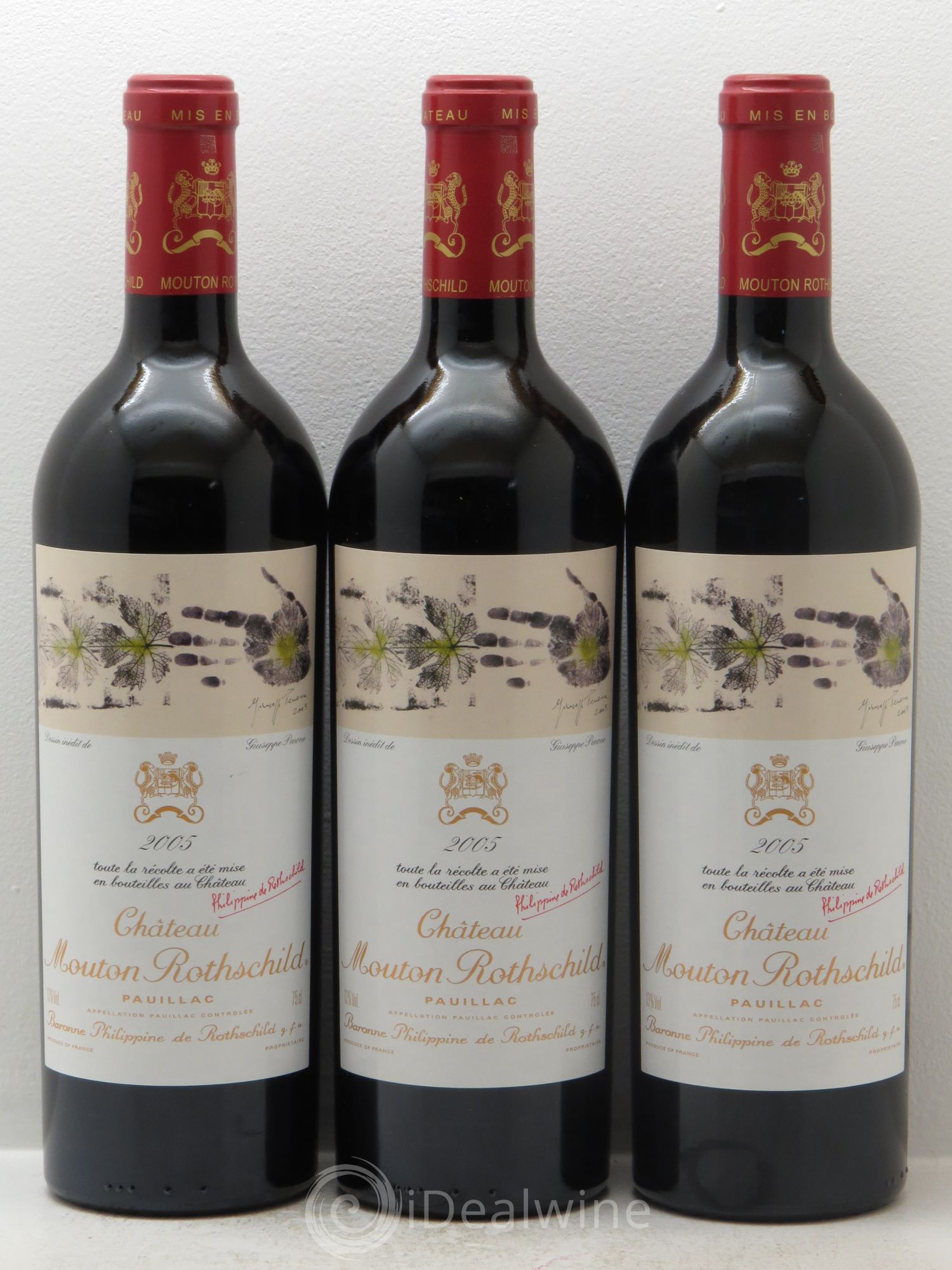 Château Mouton Rothschild 1er Grand Cru Classé 2005 - Lot de 3 bouteilles - 0