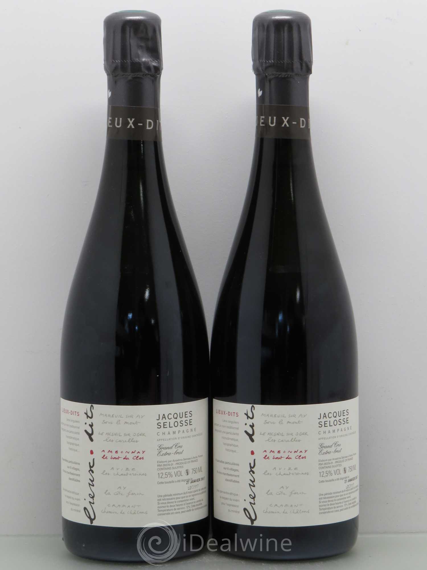 Champagne Ambonnay Le Bout du Clos Blanc de Noirs Extra Brut Jacques Selosse - Posten von 2 Flaschen - 0