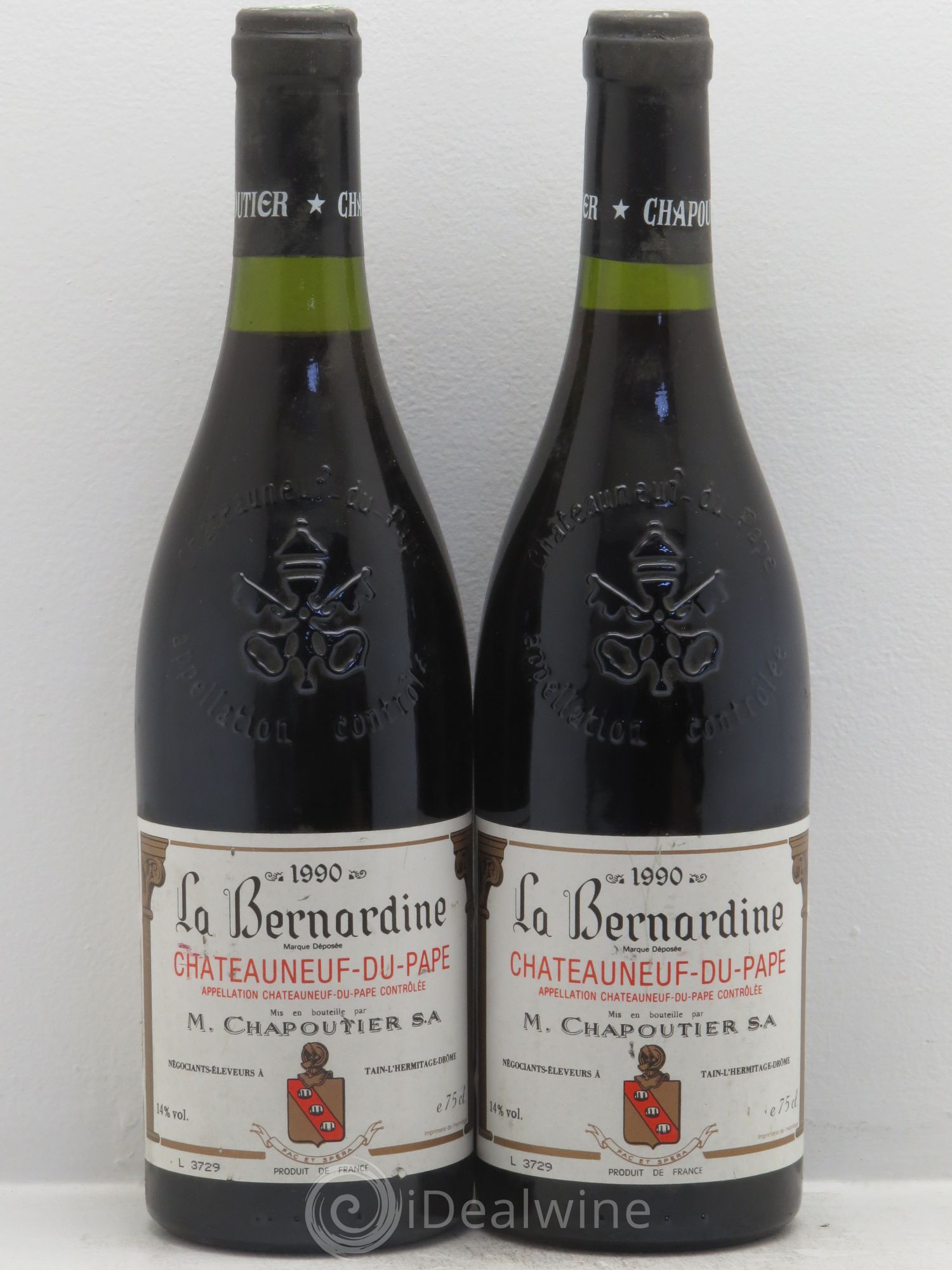 Châteauneuf-du-Pape La Bernardine Chapoutier 1990 - Lot de 2 bouteilles - 0
