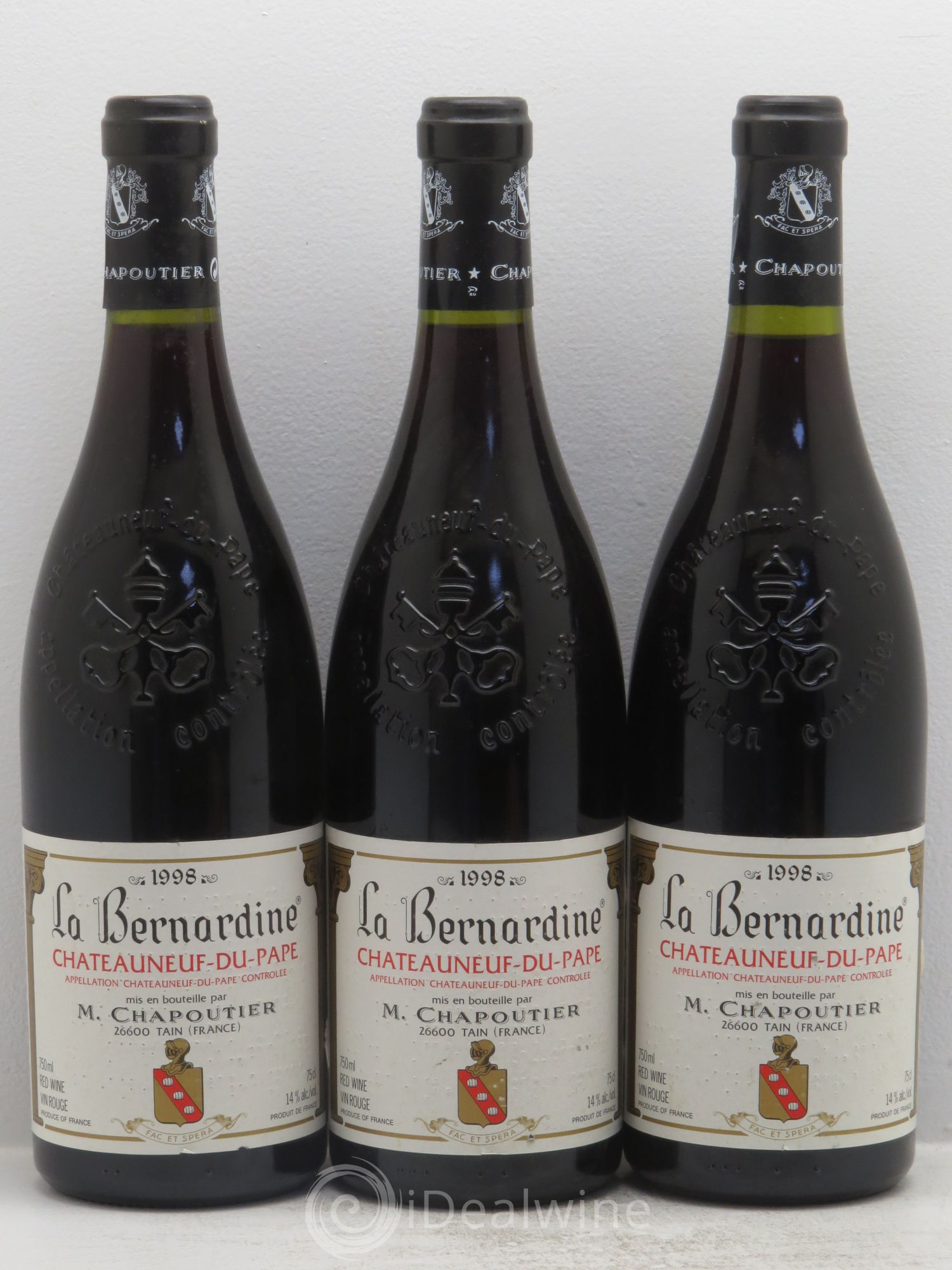 Châteauneuf-du-Pape La Bernardine Chapoutier 1998 - Lot de 3 bouteilles - 0