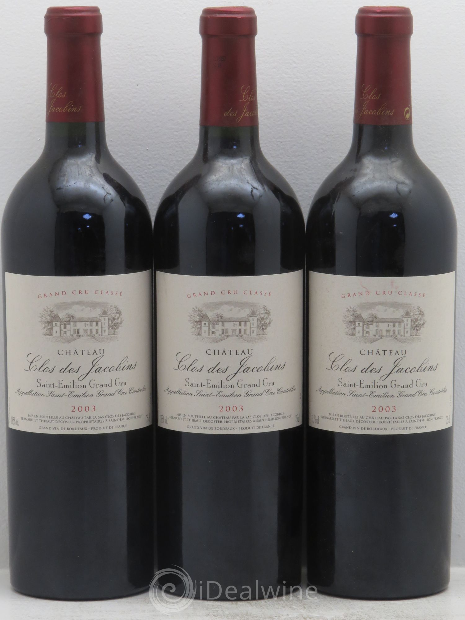 Château Clos des Jacobins Grand Cru Classé 2003 - Lot de 3 bouteilles - 0