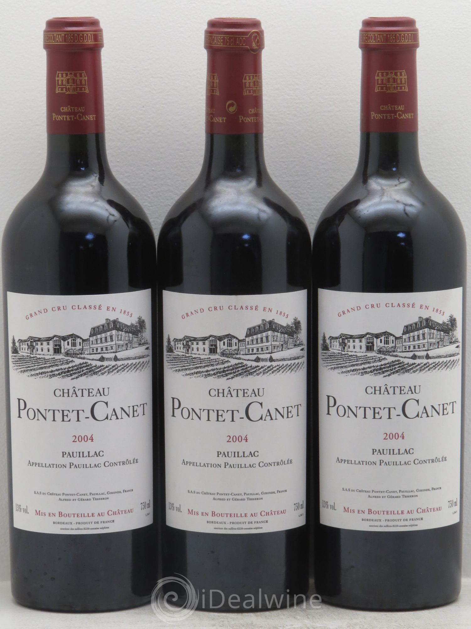 Château Pontet Canet 5ème Grand Cru Classé 2004 - Lot de 3 bouteilles - 0