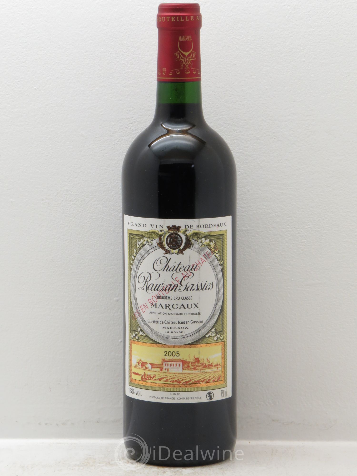 Château Rauzan-Gassies 2ème Grand Cru Classé 2005 - Lot de 1 bouteille - 0