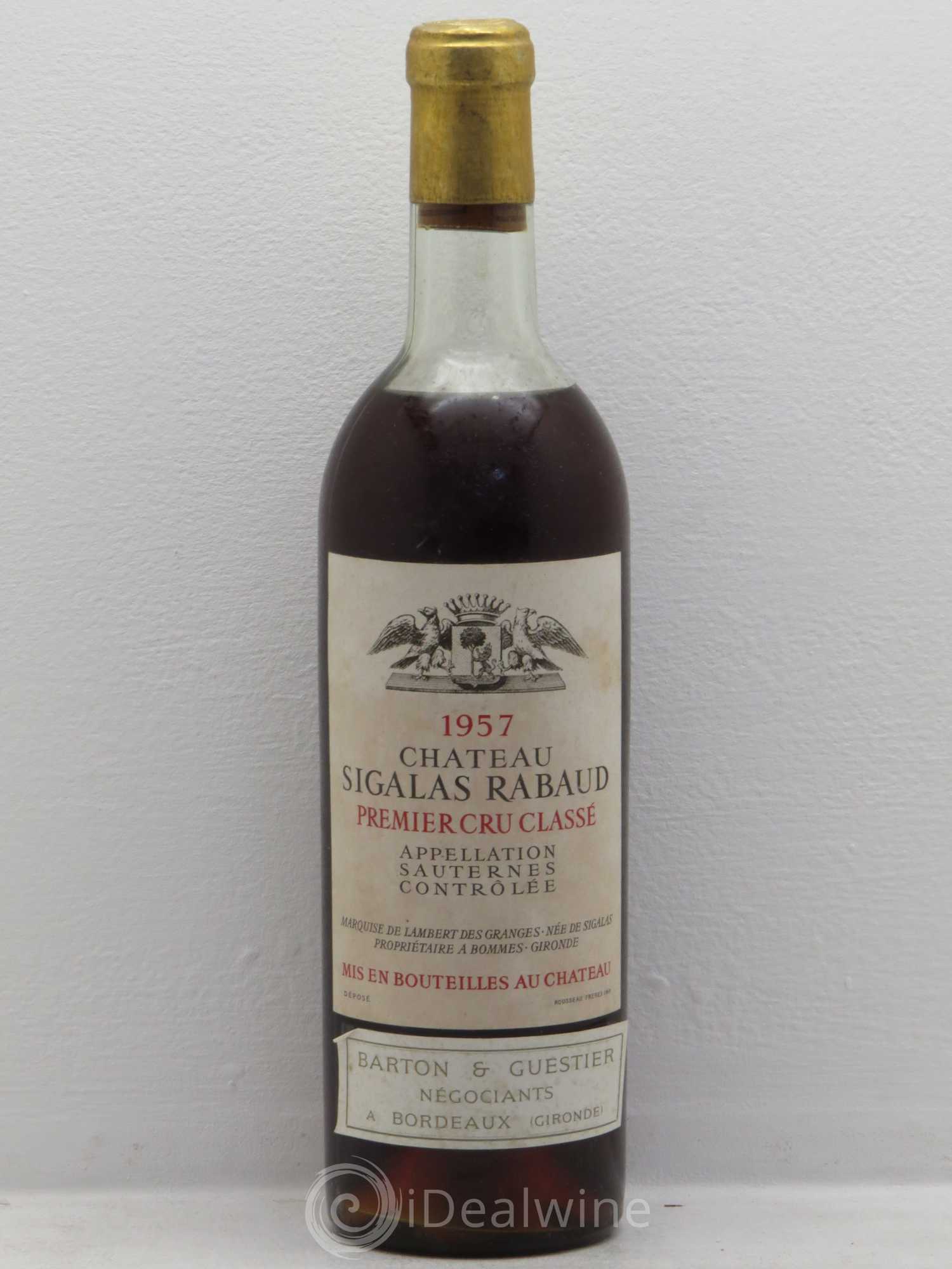 Château Sigalas Rabaud 1er Grand Cru Classé 1957 - Lotto di 1 bottiglia - 0