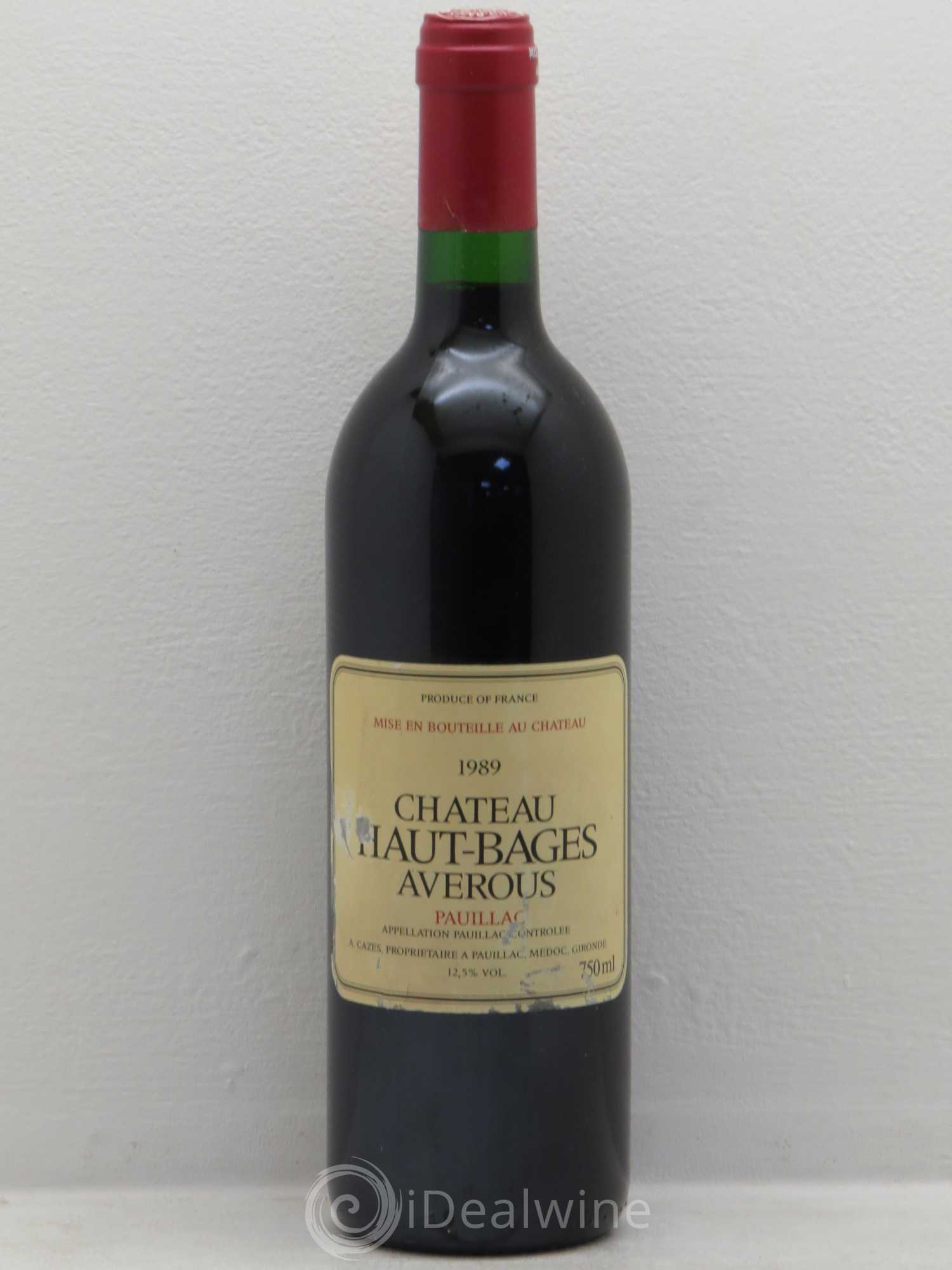 Château Haut Bages Averous Cru Bourgeois 1989 - Lot de 1 bouteille - 0