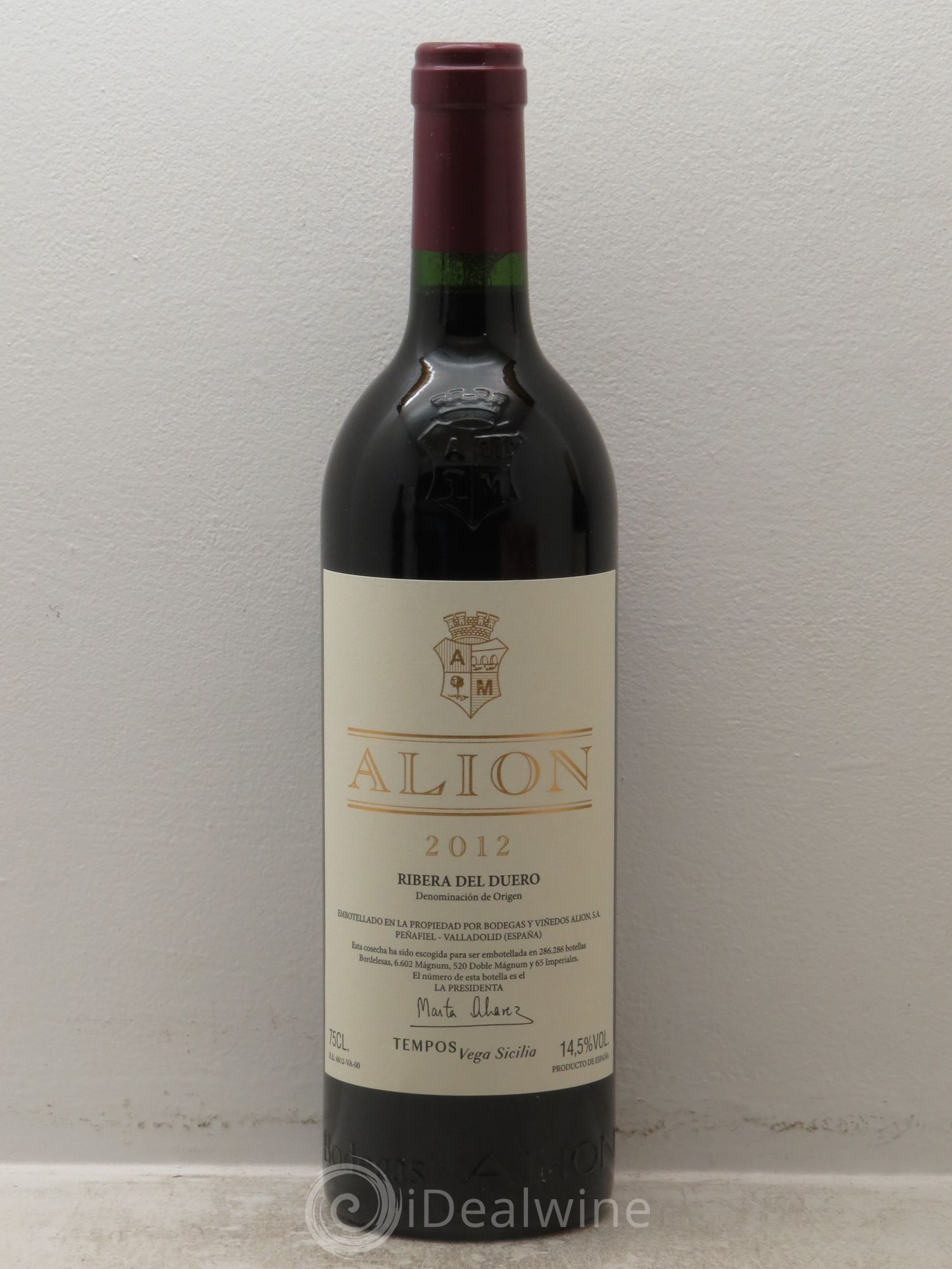 Ribera Del Duero DO Vega Sicilia Alion Famille Alvarez 2012 - Lot de 1 bouteille - 0