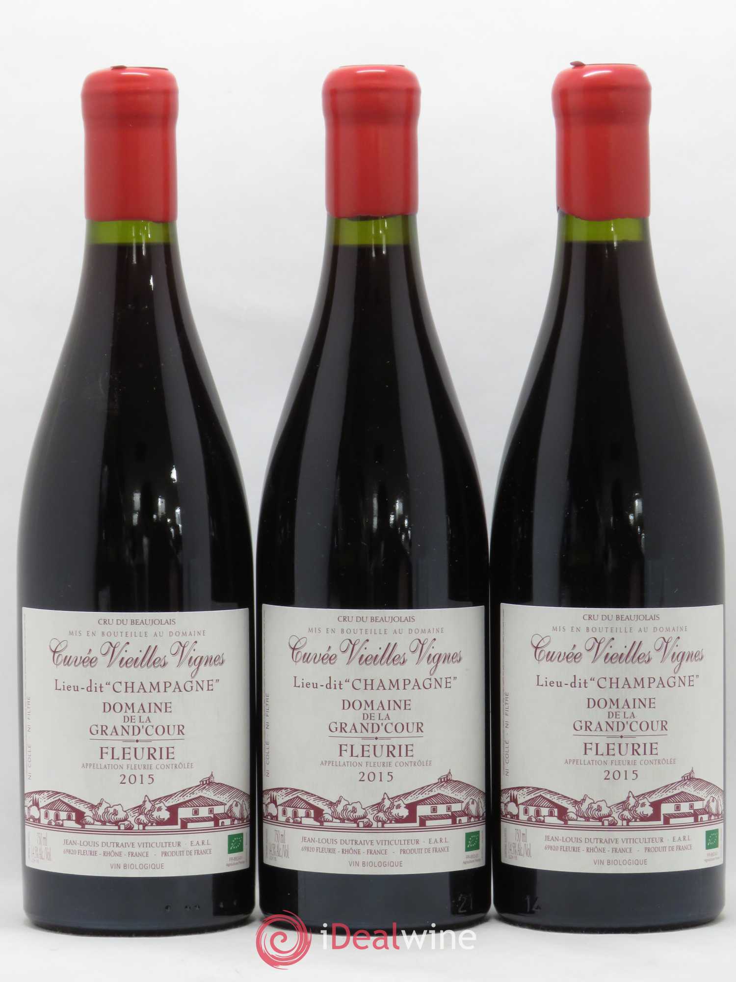 Fleurie Champagne - Cuvée Vieilles Vignes Grand'cour (Domaine de la) - Jean-Louis Dutraive 2015 - Lot de 3 bouteilles - 0