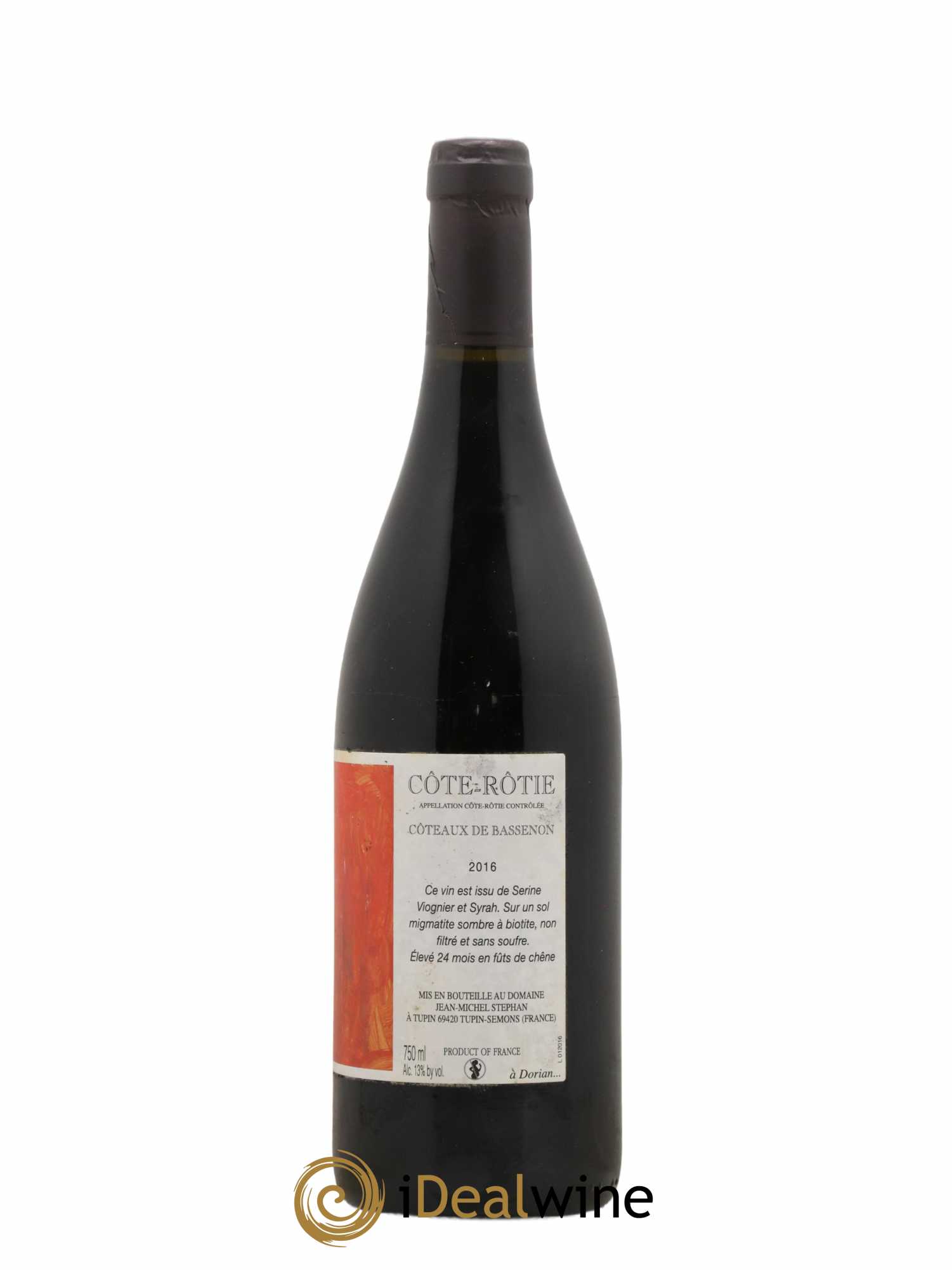 Côte-Rôtie Coteaux de Bassenon Jean-Michel Stephan 2016 - Lot of 1 bottle - 1