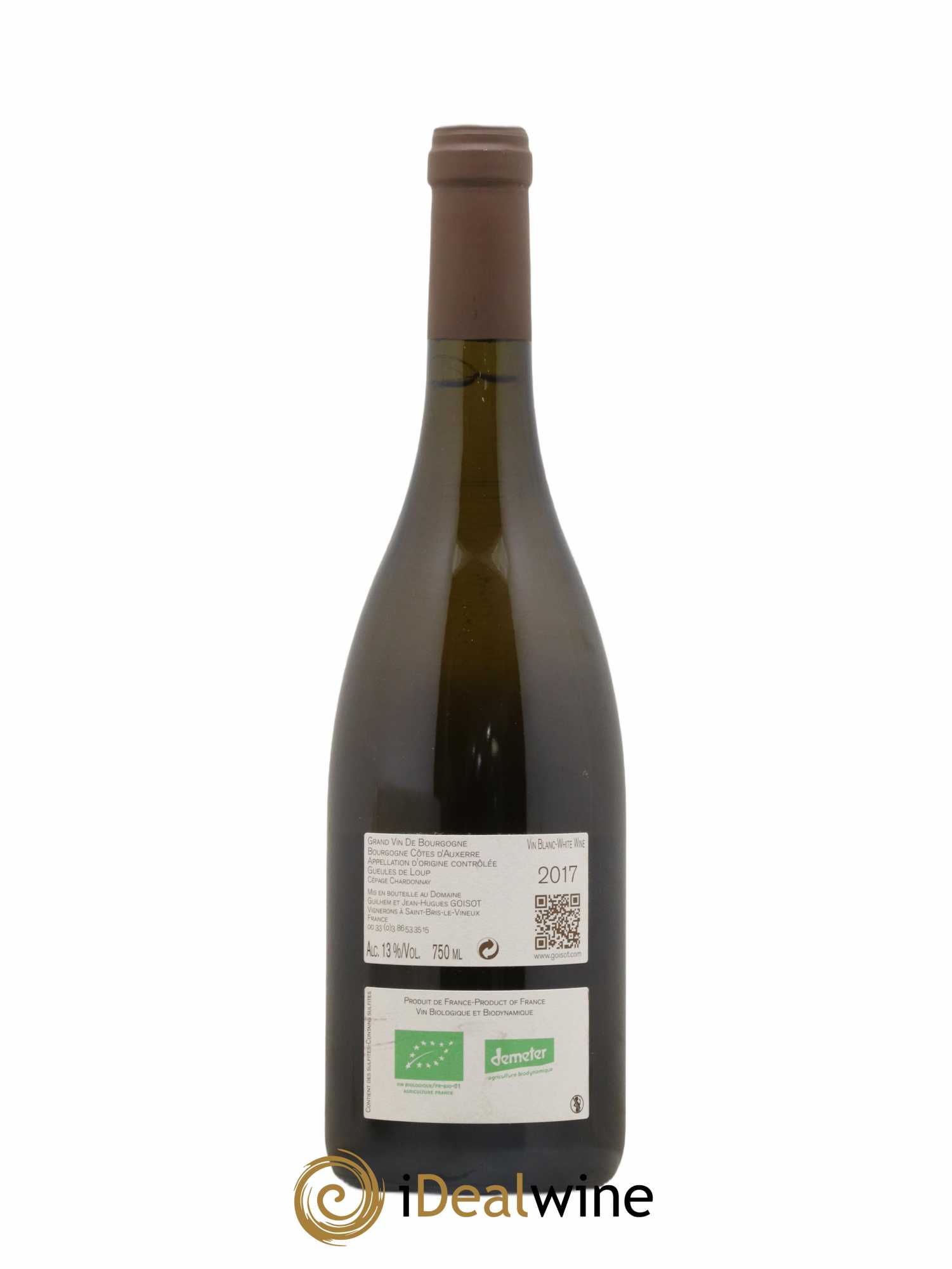 Bourgogne Côtes d'Auxerre Gueules de Loup Goisot 2017 - Lot de 1 bouteille - 1
