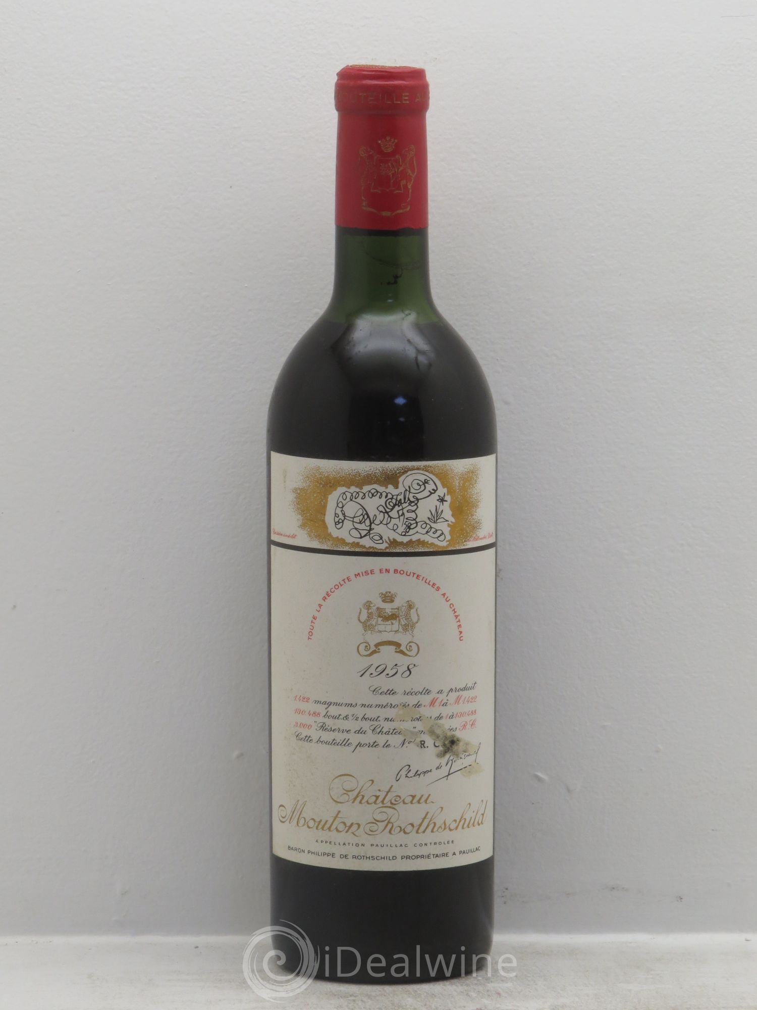 Château Mouton Rothschild 1er Grand Cru Classé 1958 - Lot de 1 bouteille - 0
