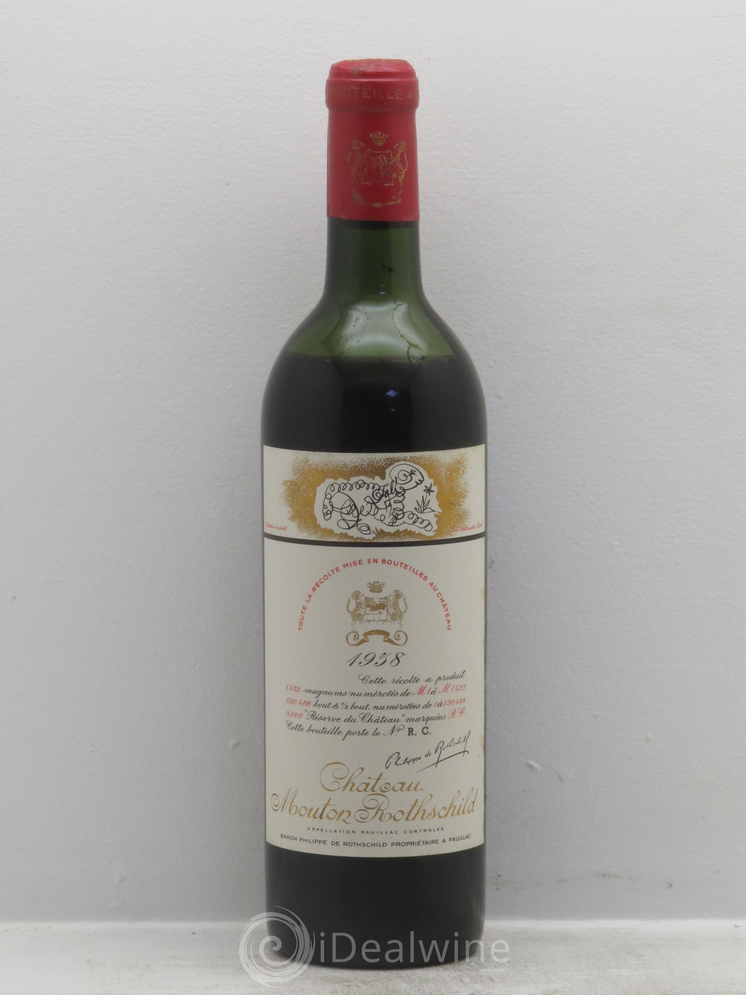 Château Mouton Rothschild 1er Grand Cru Classé 1958 - Lot de 1 bouteille - 0