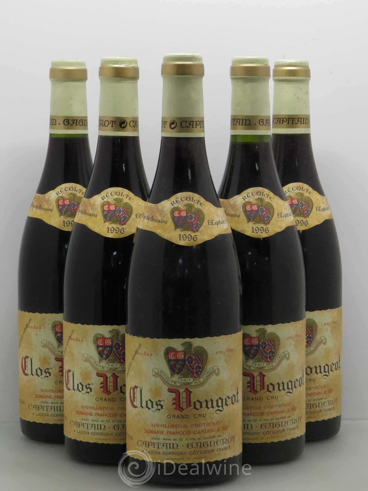Clos de Vougeot Grand Cru Capitain Gagnerot 1996 - Lot de 5 bouteilles - 0