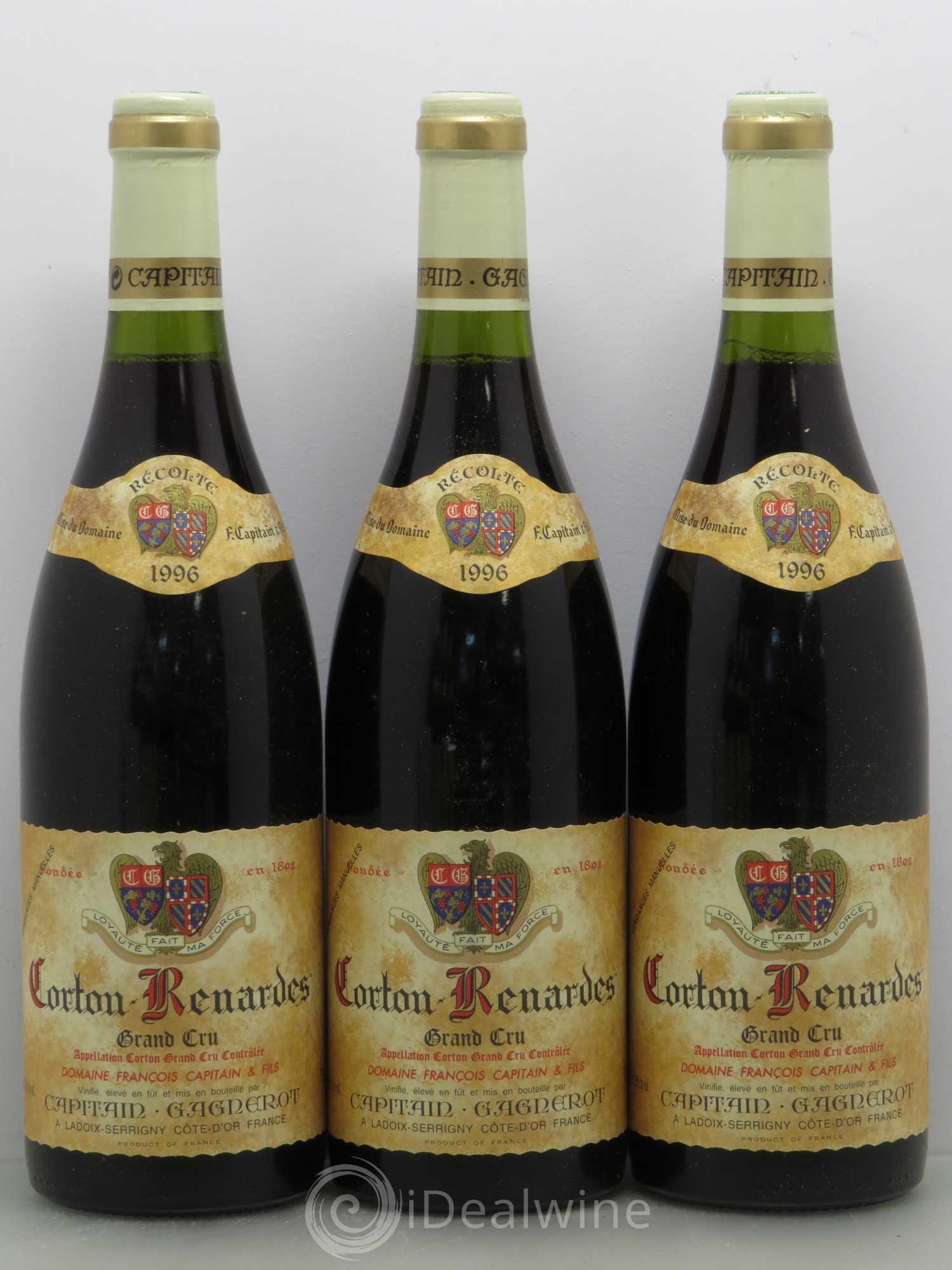 Corton Grand Cru Les Renardes - Capitain Gagnerot 1996 - Posten von 3 Flaschen - 0