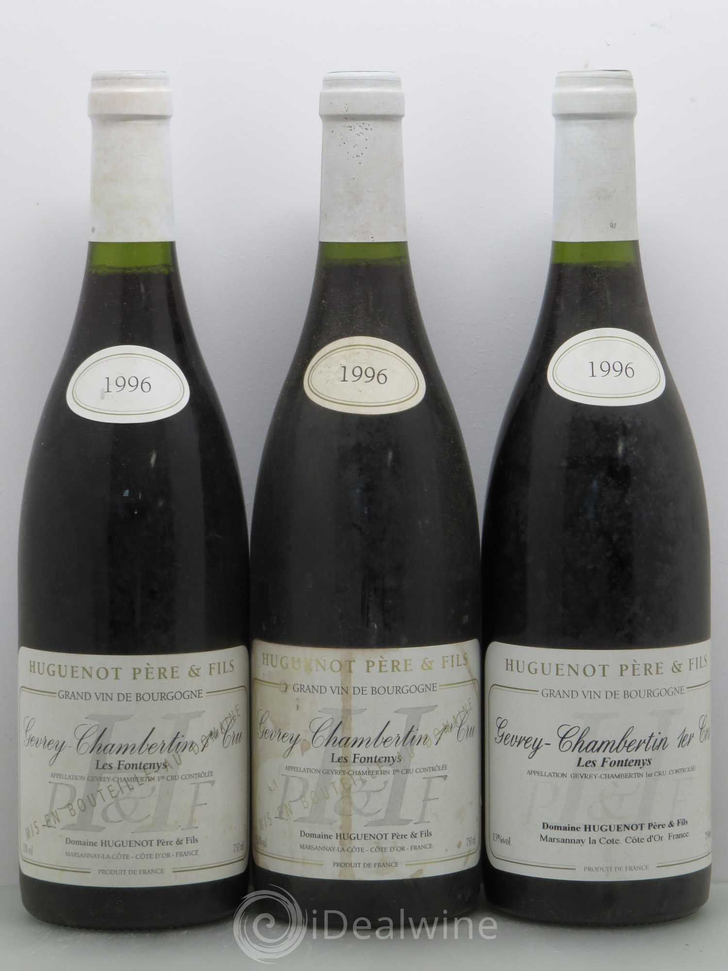 Gevrey-Chambertin 1er Cru Les Fonteny - Huguenot 1996 - Posten von 3 Flaschen - 0