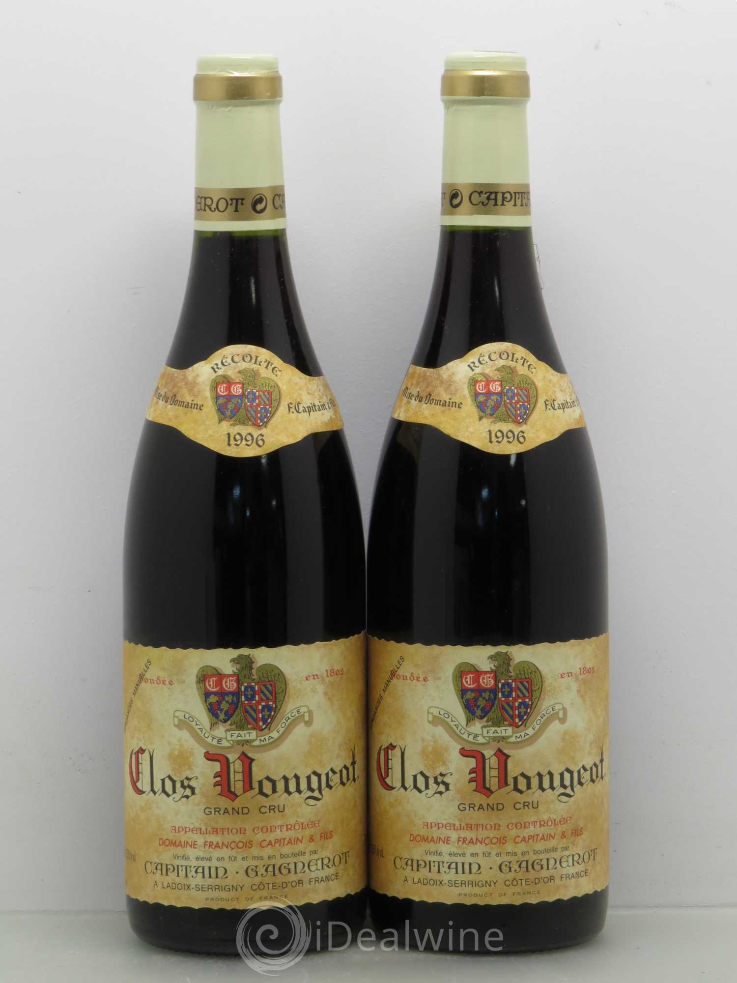 Clos de Vougeot Grand Cru Capitain Gagnerot 1996 - Lot de 2 bouteilles - 0