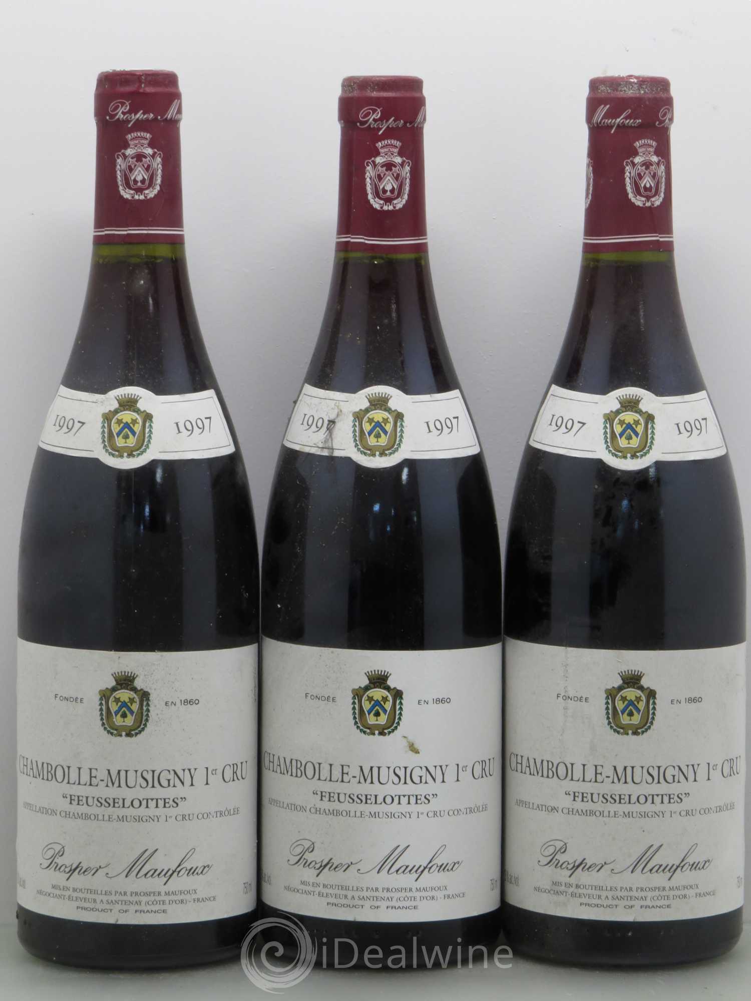Chambolle-Musigny 1er Cru Feusselote- Prosper Manfoux 1997 - Lot de 3 bouteilles - 0