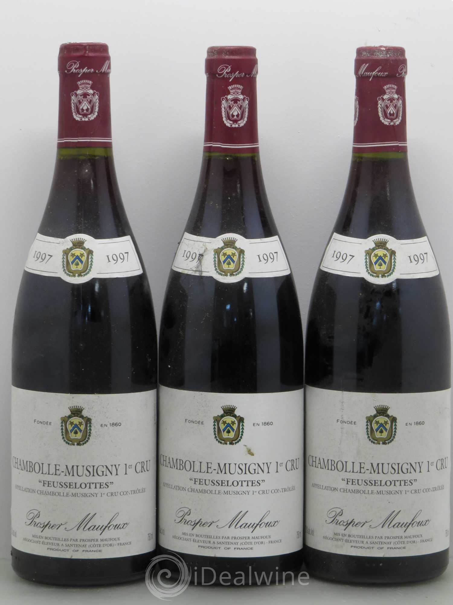 Chambolle-Musigny 1er Cru Feusselote- Prosper Manfoux 1997 - Lot de 3 bouteilles - 0