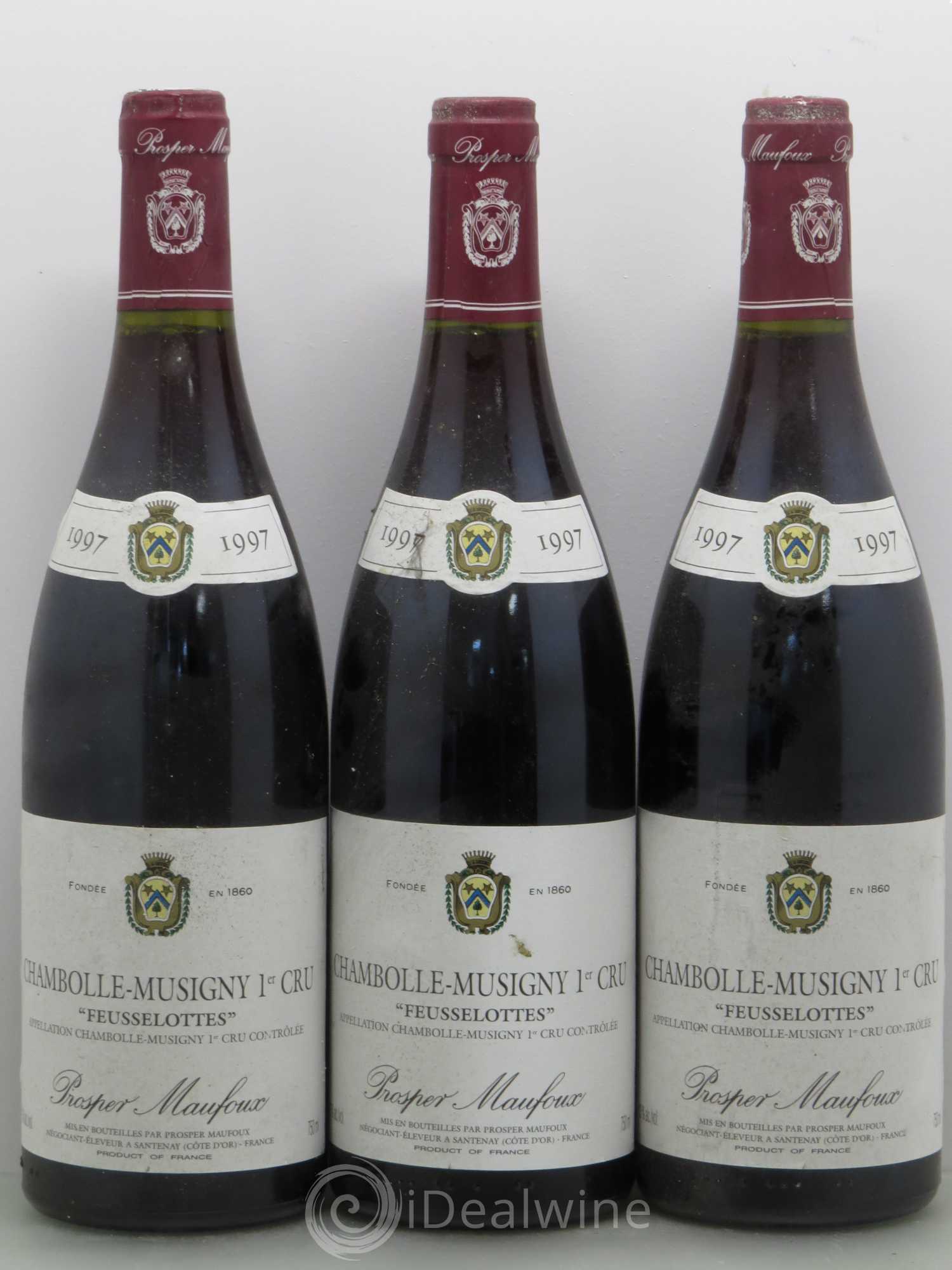 Chambolle-Musigny 1er Cru Feusselote- Prosper Manfoux 1997 - Lot de 3 bouteilles - 0
