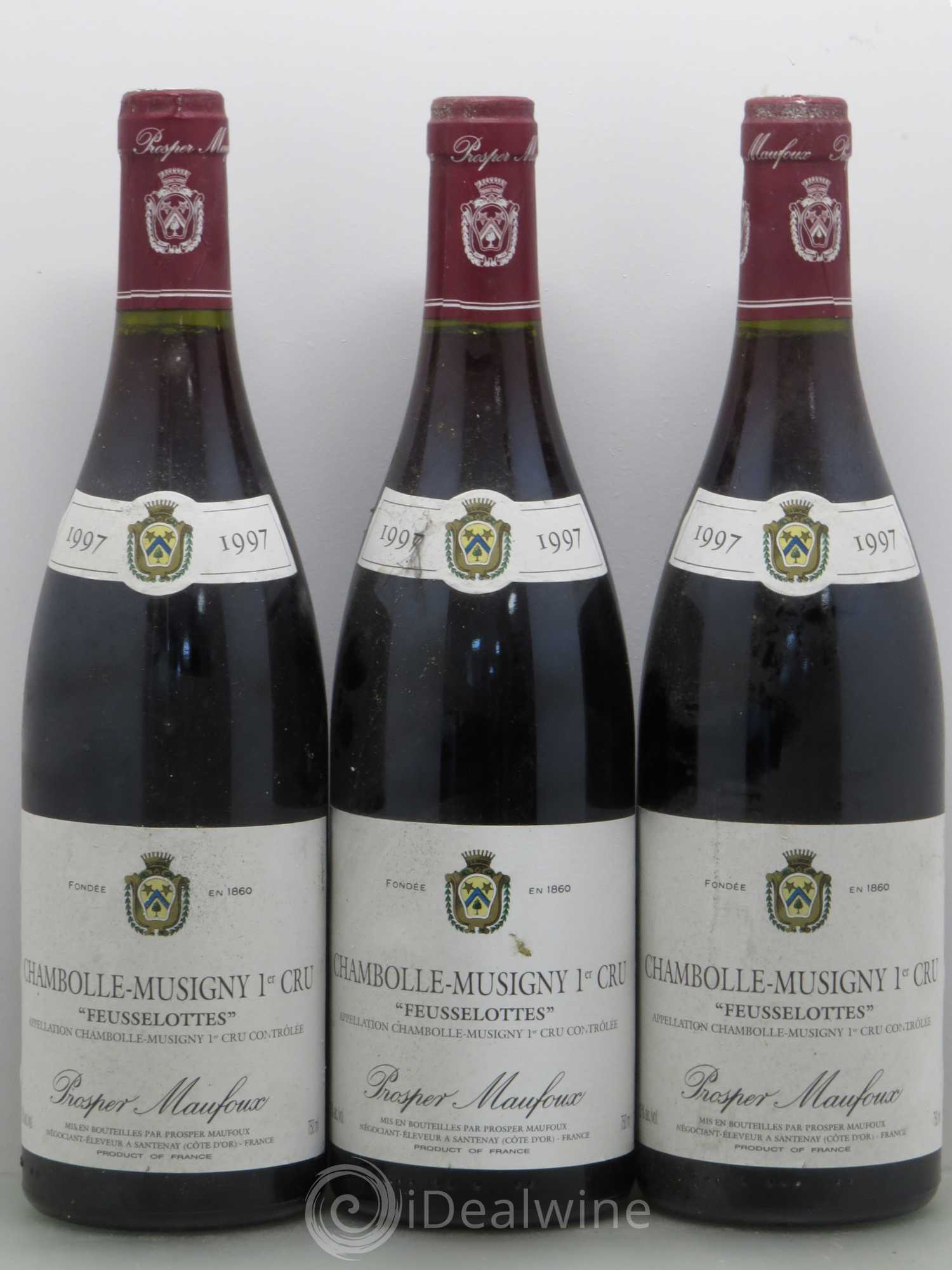 Chambolle-Musigny 1er Cru Feusselote- Prosper Manfoux 1997 - Lot de 3 bouteilles - 0