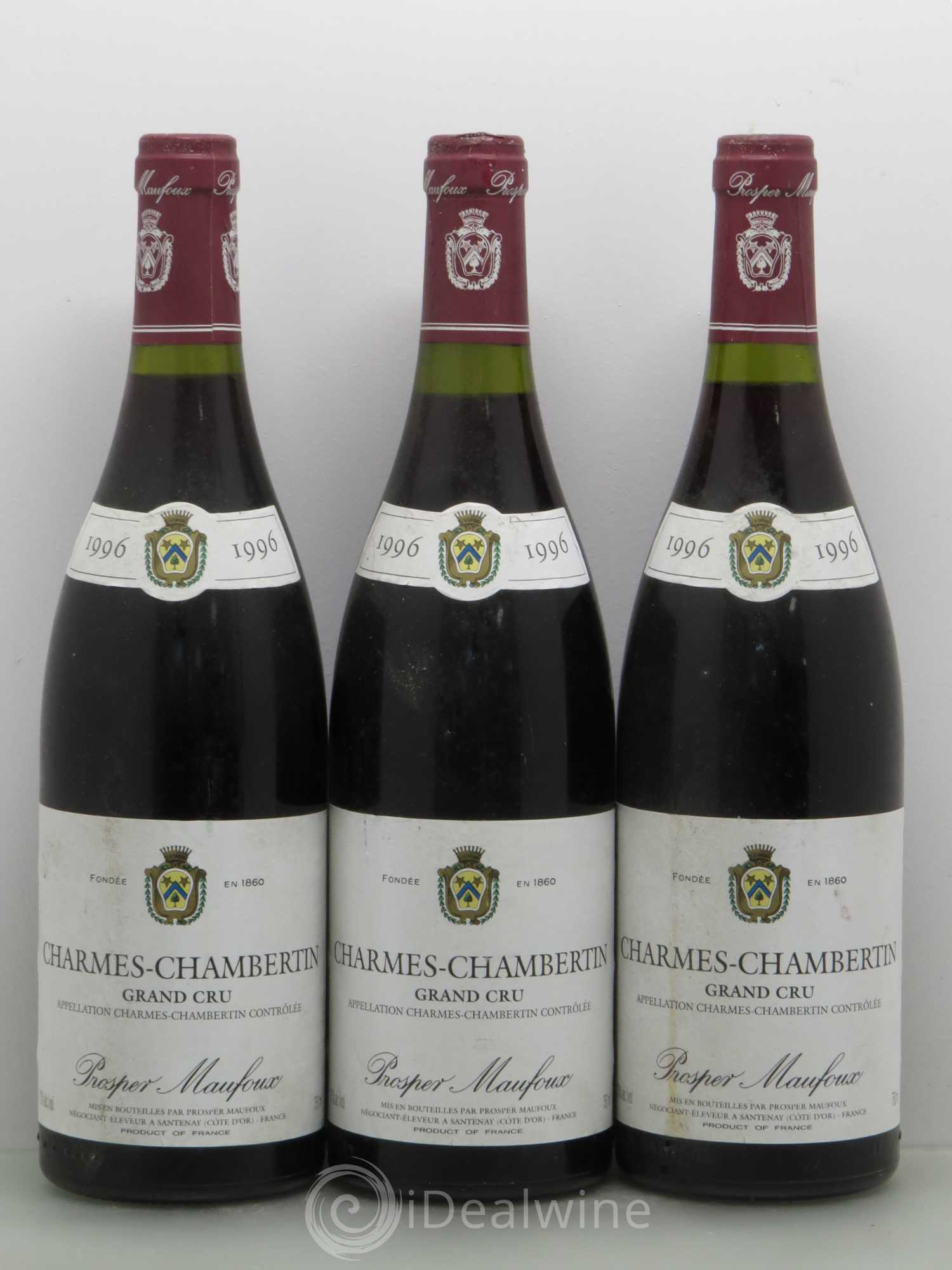 Charmes-Chambertin Grand Cru Prosper Manfoux 1996 - Lot de 3 bouteilles - 0