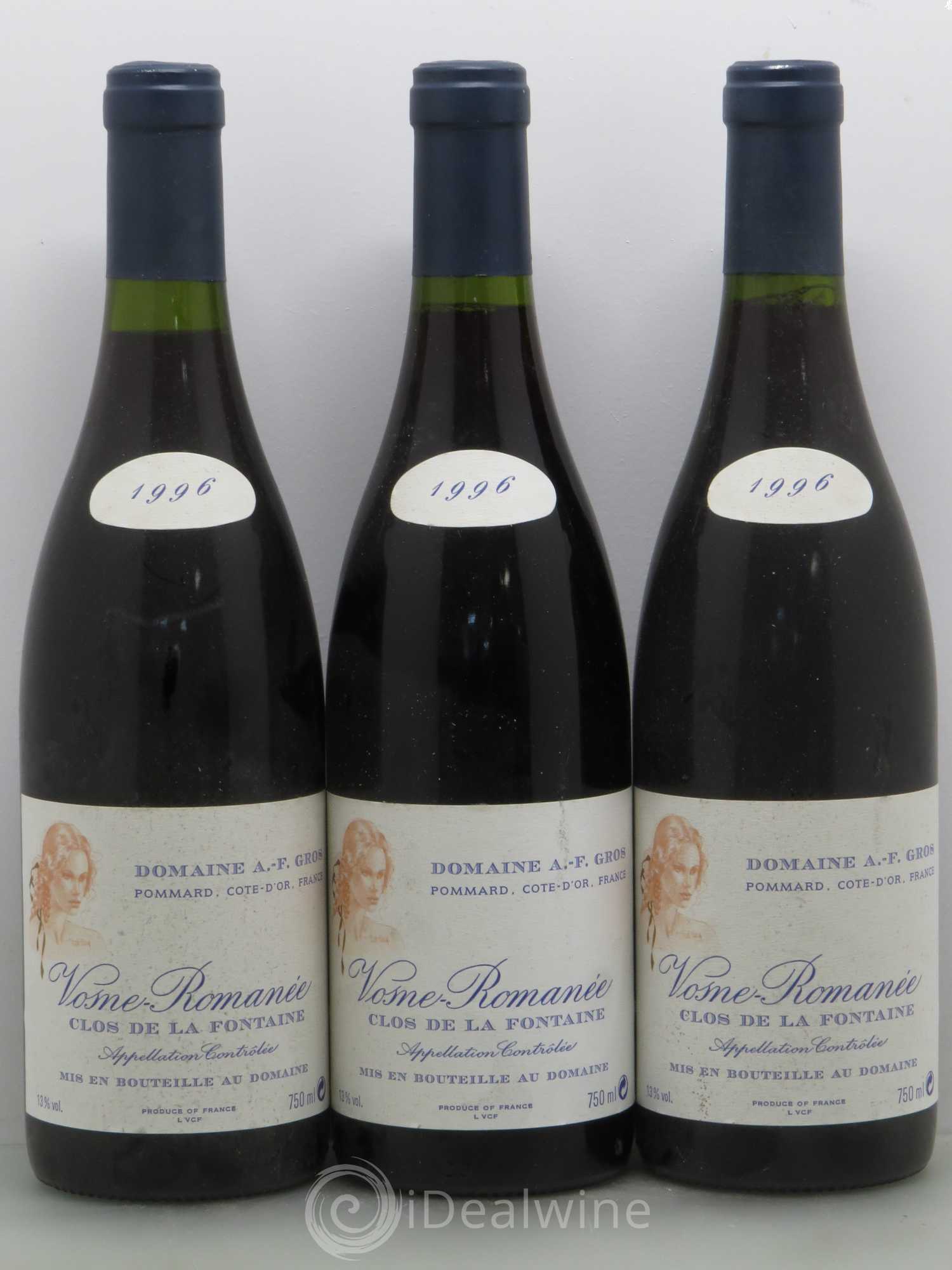 Vosne-Romanée Clos de la Fontaine A.-F. Gros 1996 - Lot de 3 bouteilles - 0