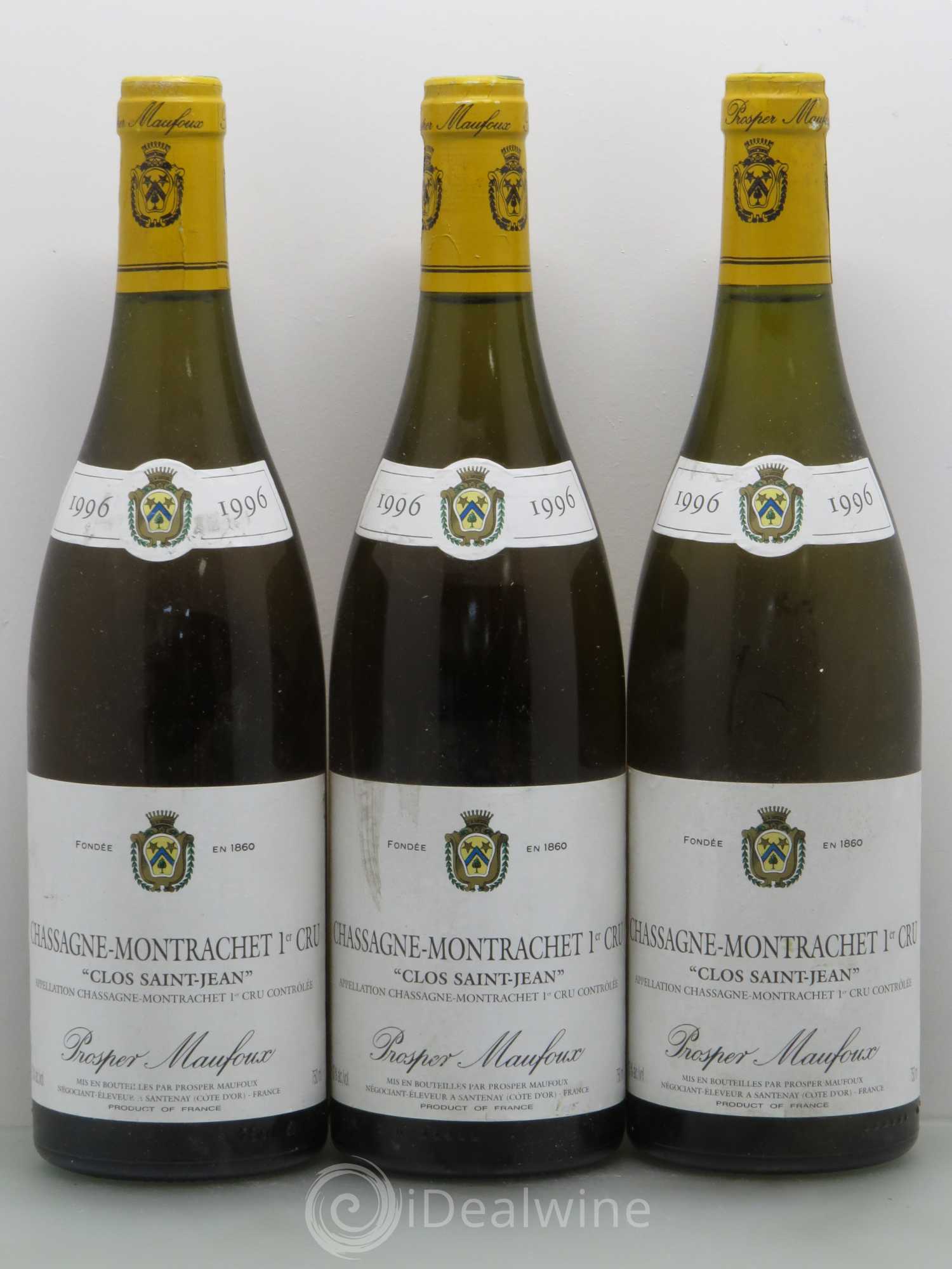 Chassagne-Montrachet 1er Cru Clos Saint Jean - Prosper Manfoux 1996 - Posten von 3 Flaschen - 0