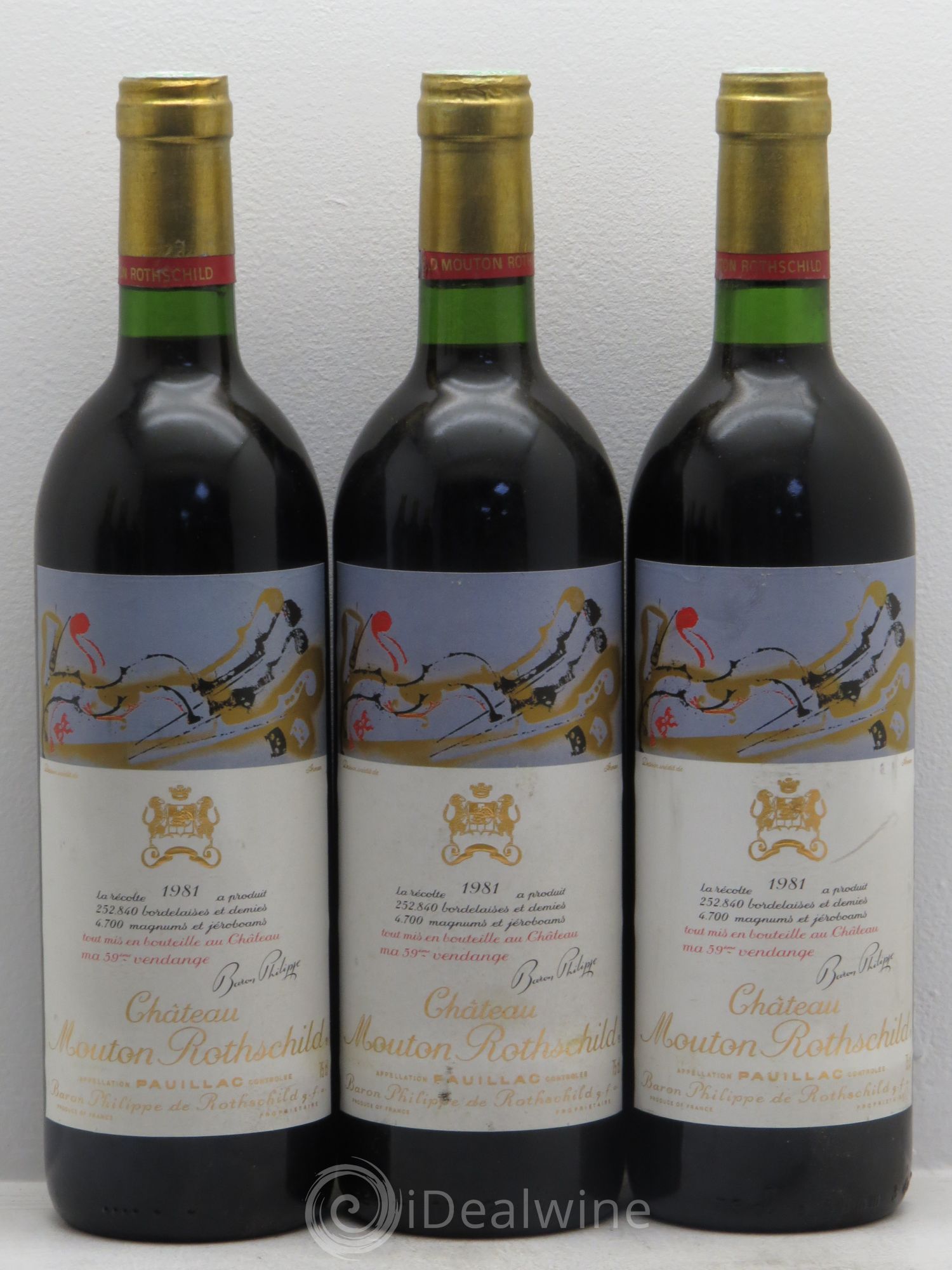 Château Mouton Rothschild 1er Grand Cru Classé 1981 - Lot de 6 bouteilles - 1
