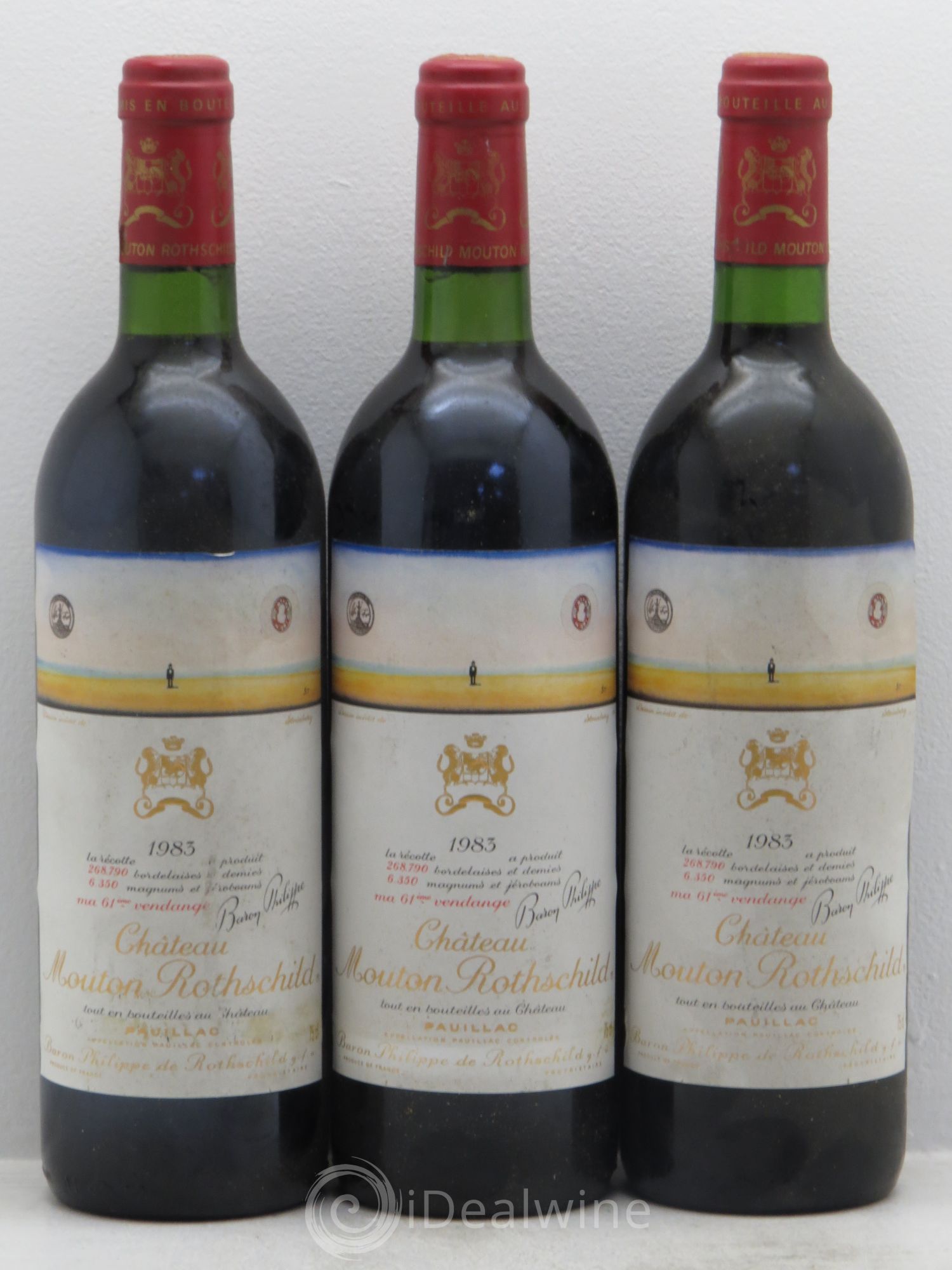 Château Mouton Rothschild 1er Grand Cru Classé 1983 - Lot de 3 bouteilles - 0