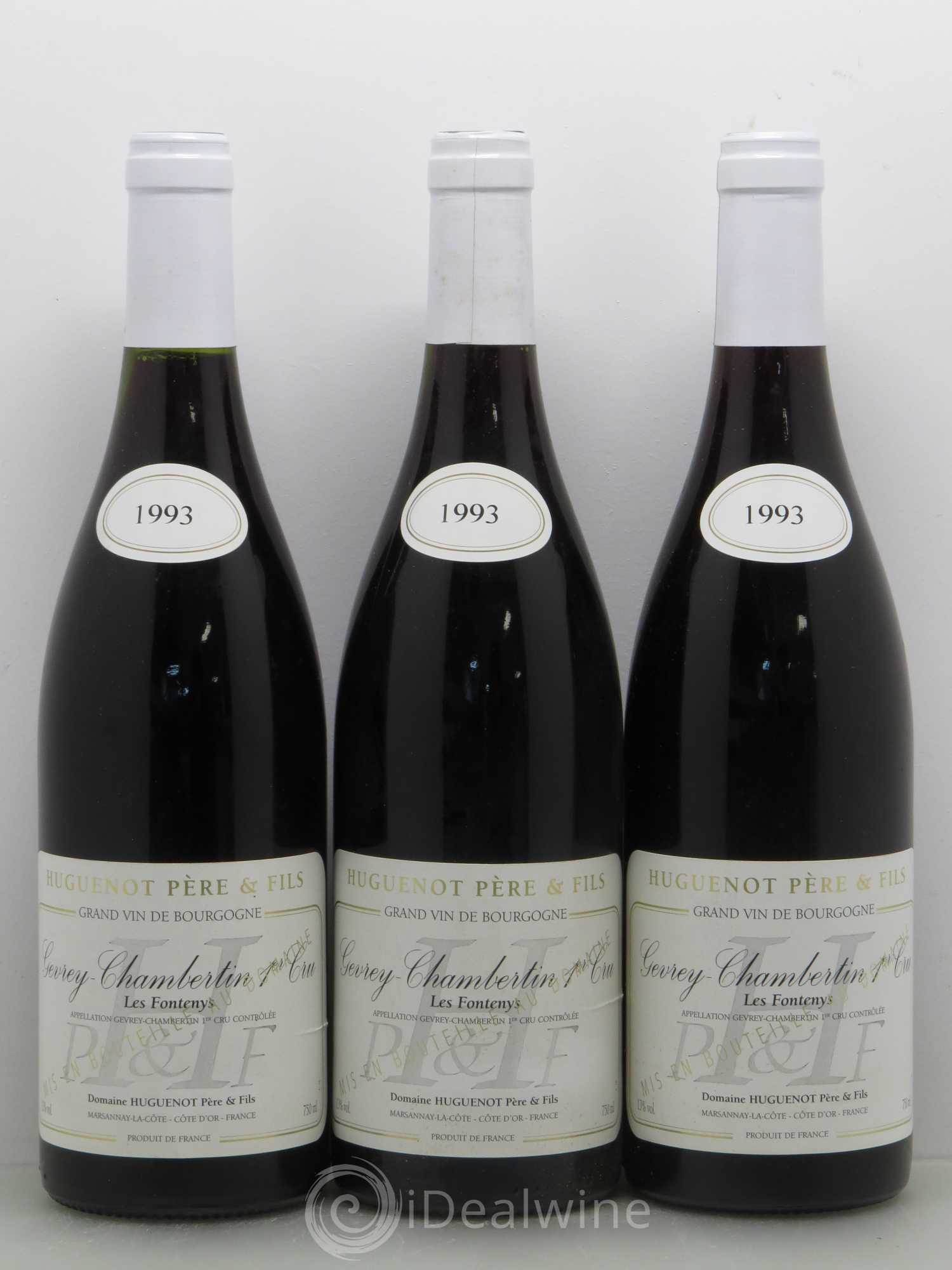 Gevrey-Chambertin 1er Cru Les Fonteny - Huguenot 1993 - Posten von 3 Flaschen - 0