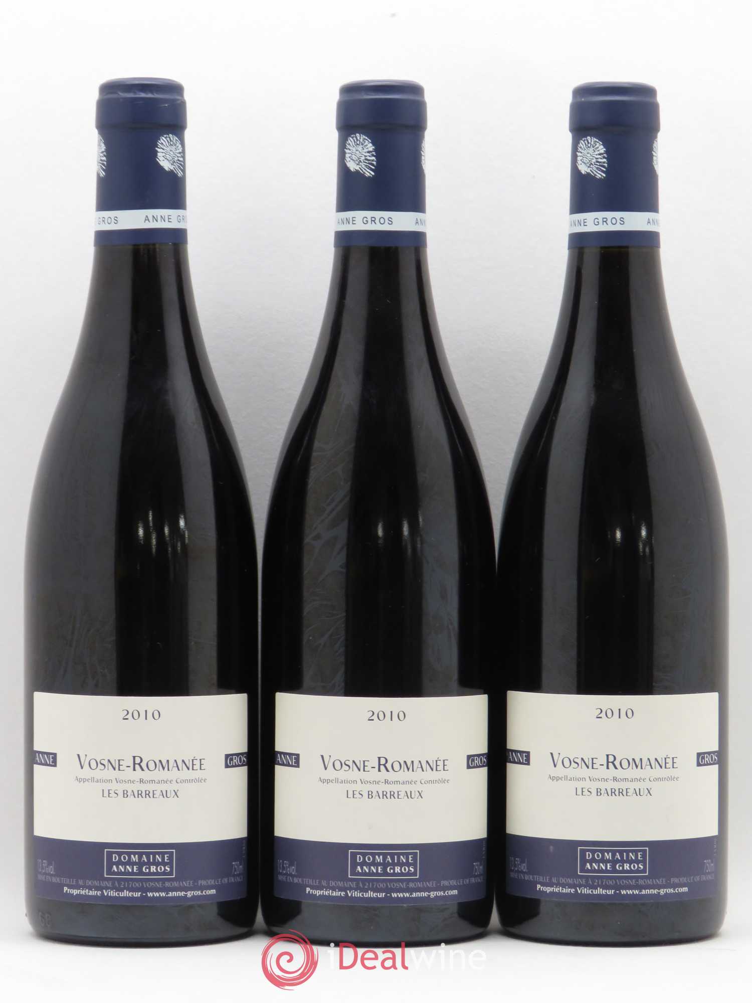 Vosne-Romanée Les Barreaux Anne Gros 2010 - Lot de 3 bouteilles - 0