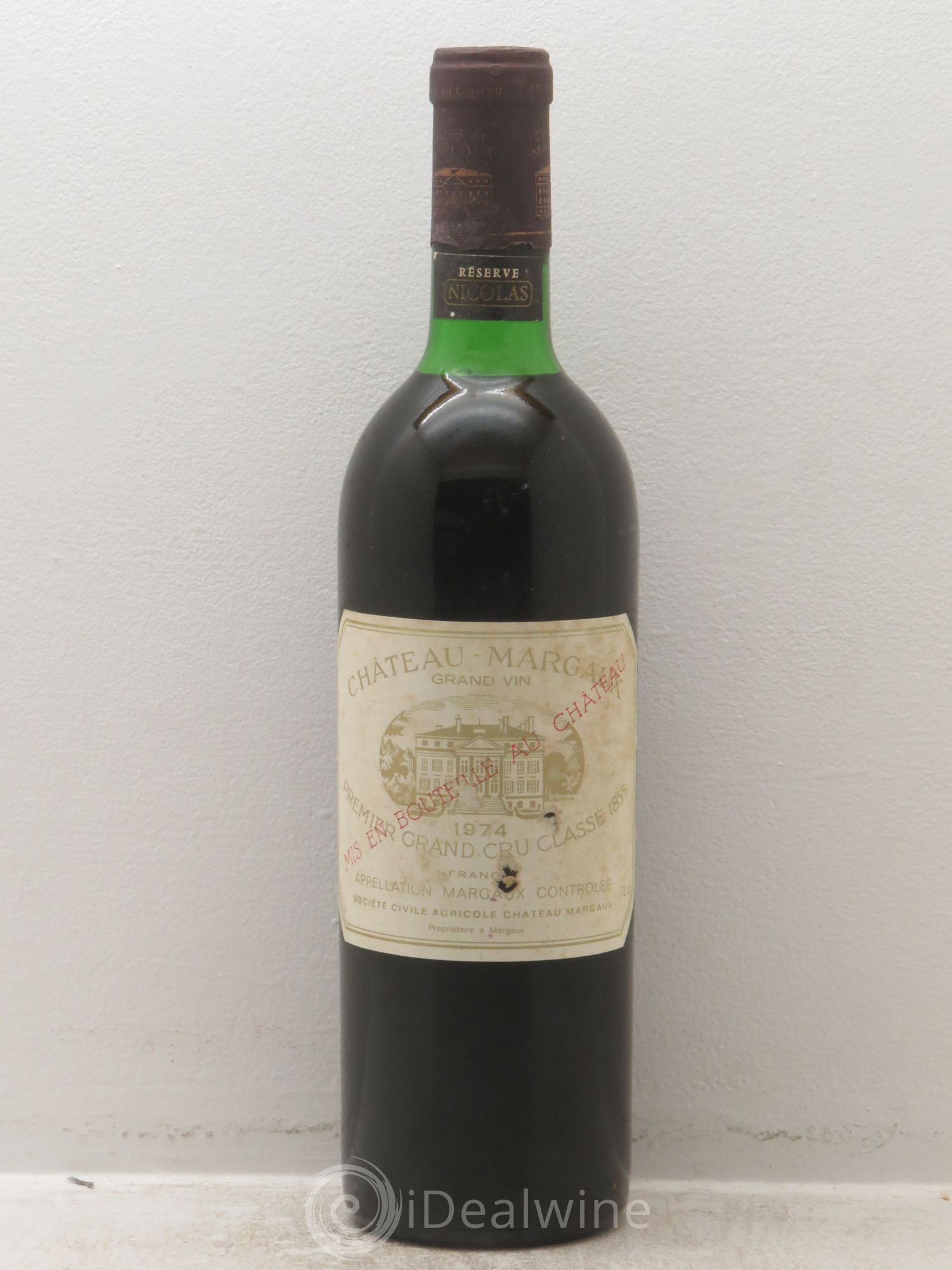 Château Margaux 1er Grand Cru Classé Réserve Nicolas 1974 - Lot de 1 bouteille - 0