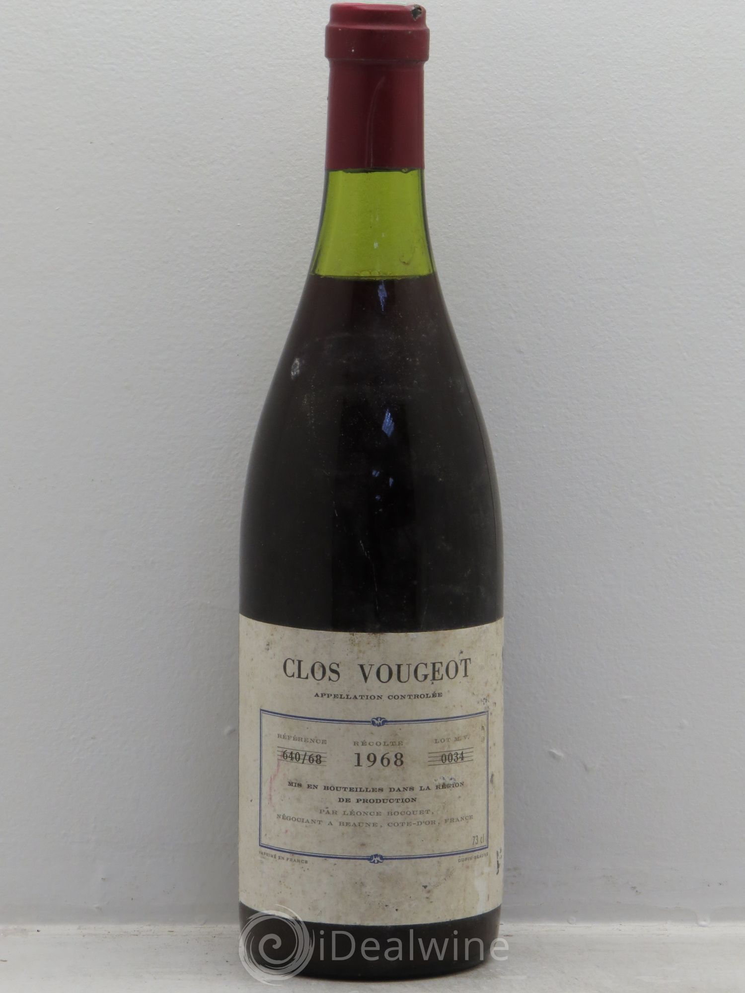 Clos de Vougeot Grand Cru Léonce Bocquet 1968 - Lot de 1 bouteille - 0