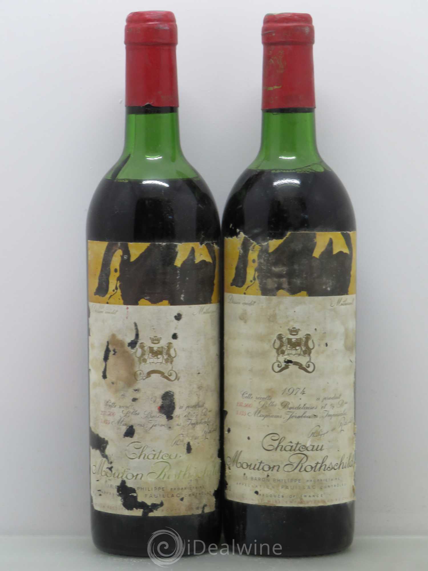 Château Mouton Rothschild 1er Grand Cru Classé 1974 - Lot de 2 bouteilles - 0