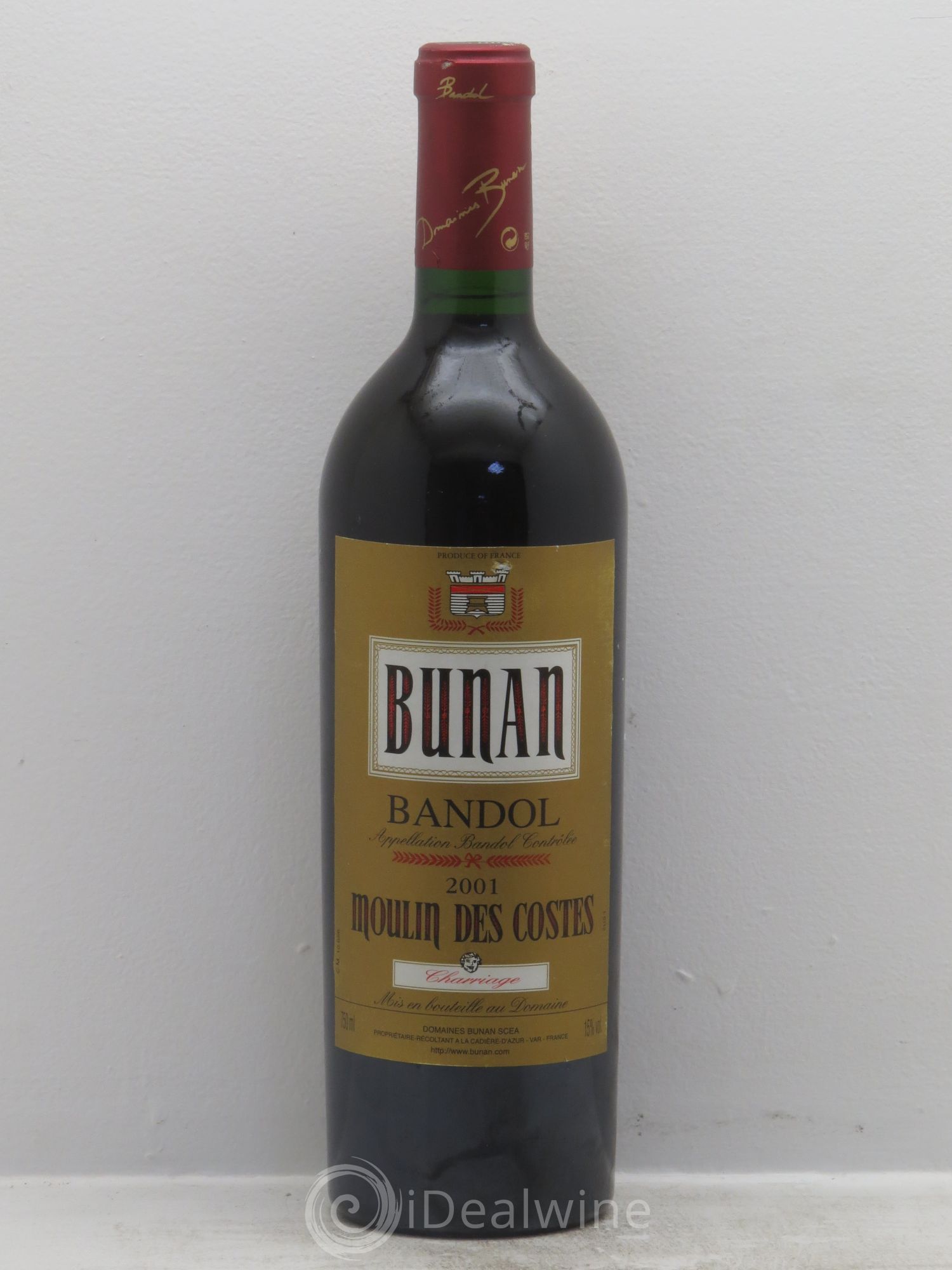 Bandol Moulin des Costes - Charriage -Domaine Bunan 2001 - Posten von 1 Flasche - 0