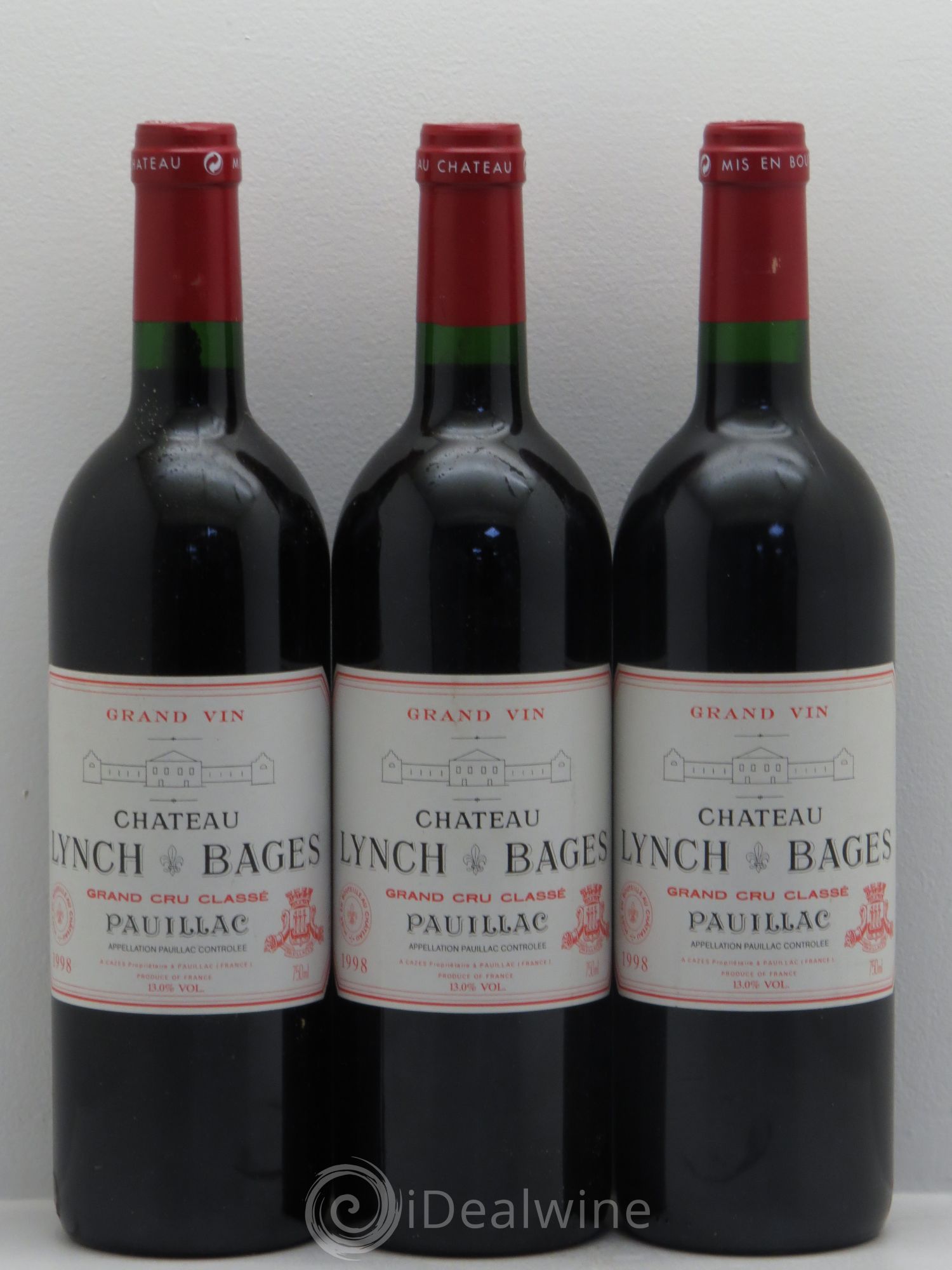 Château Lynch Bages 5ème Grand Cru Classé 1998 - Lot de 3 bouteilles - 0