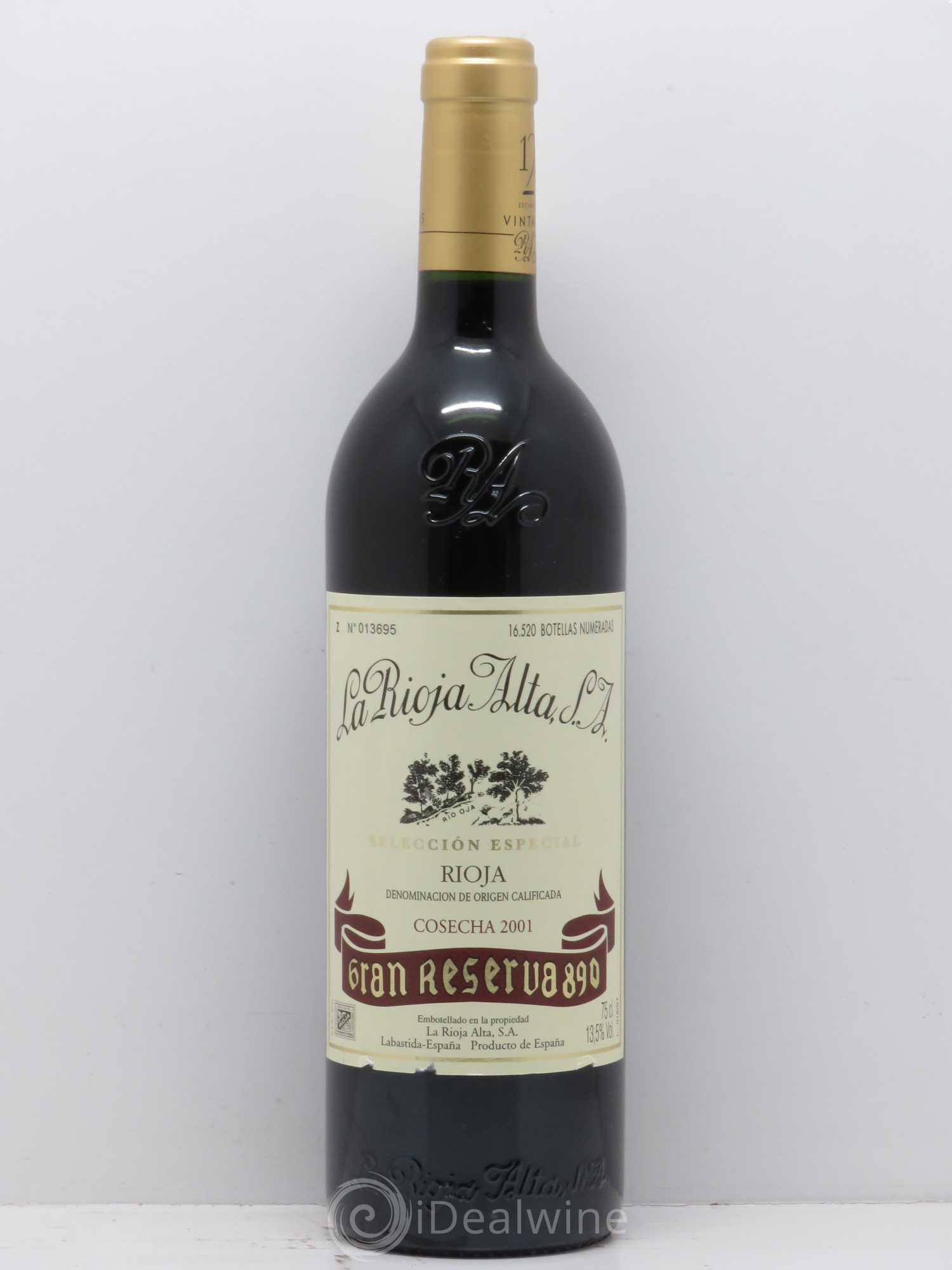 Rioja DOCA Alta Gran Reserva 890 cosecha 2001 - Posten von 1 Flasche - 0