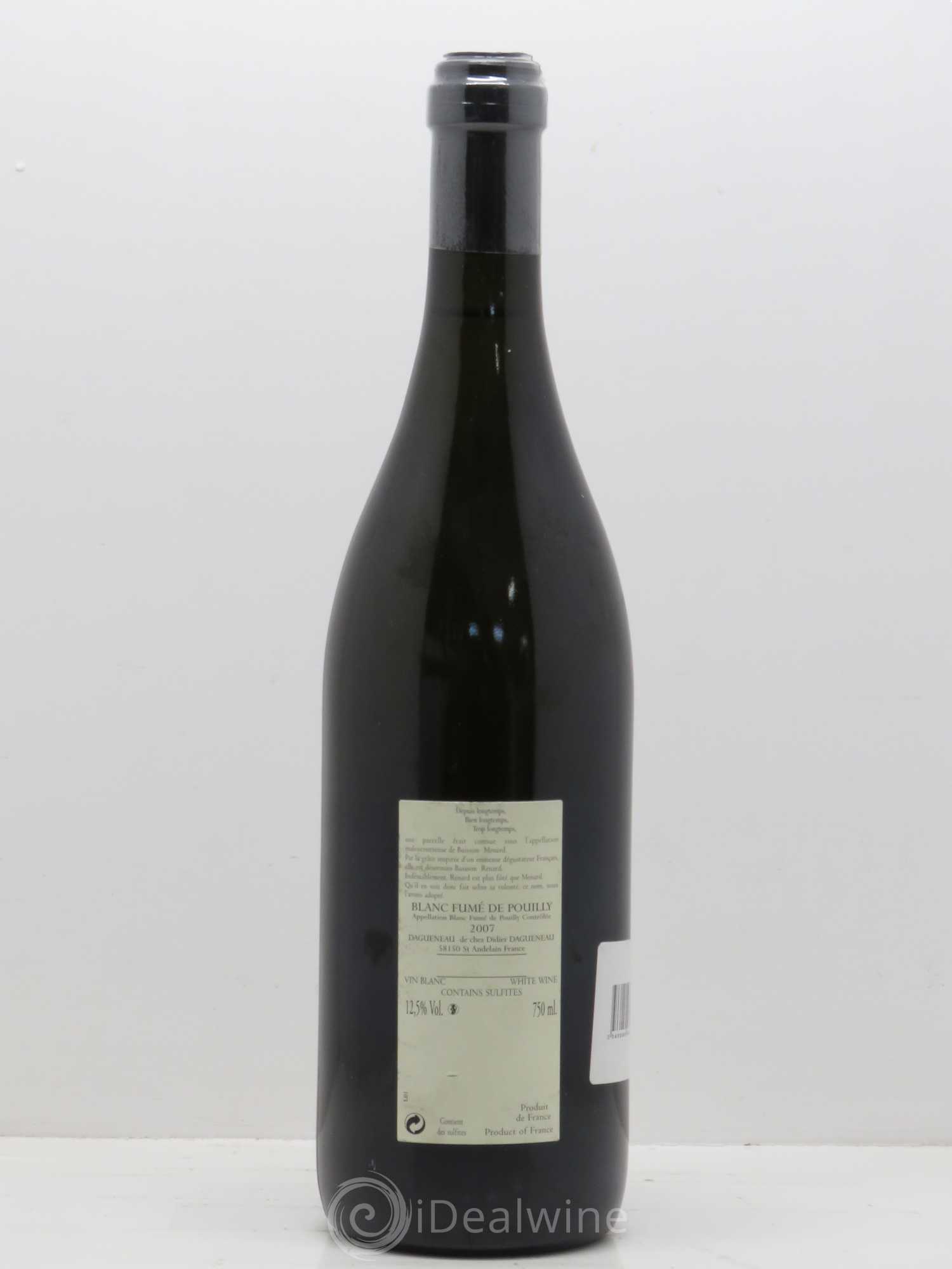Vin de France (anciennement Pouilly-Fumé) Buisson Renard Dagueneau (Domaine Didier - Louis-Benjamin) 2007 - Lot de 1 bouteille - 1