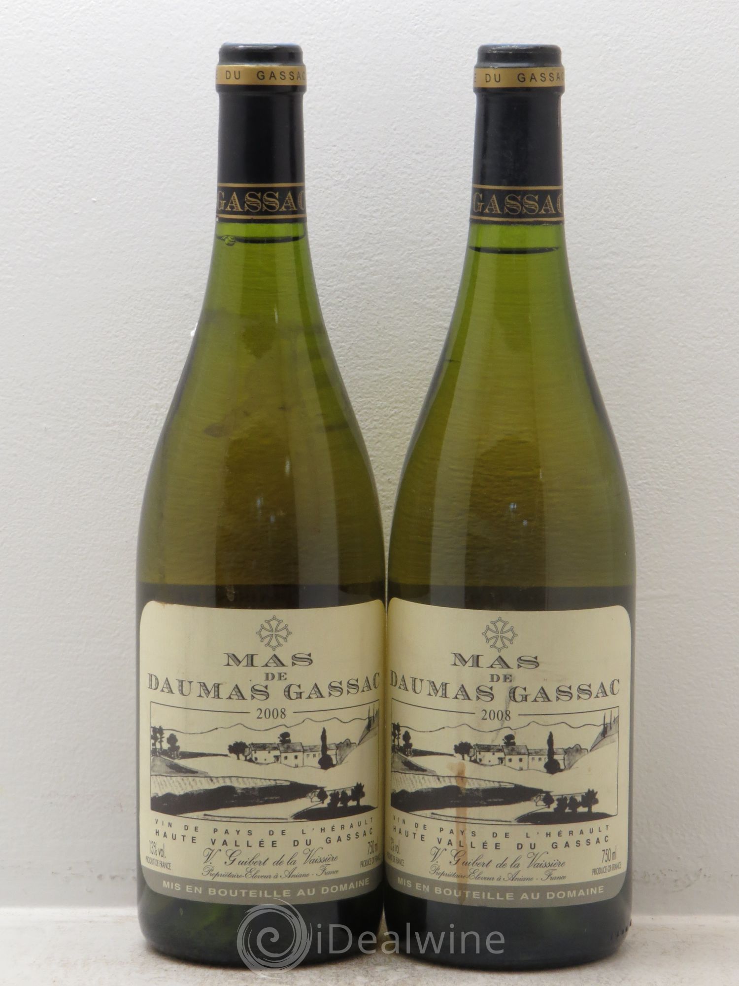 Saint-Guilhem-le-Désert - Cité d'Aniane Mas Daumas Gassac Famille Guibert de La Vaissière 2008 - Lot de 2 bouteilles - 0