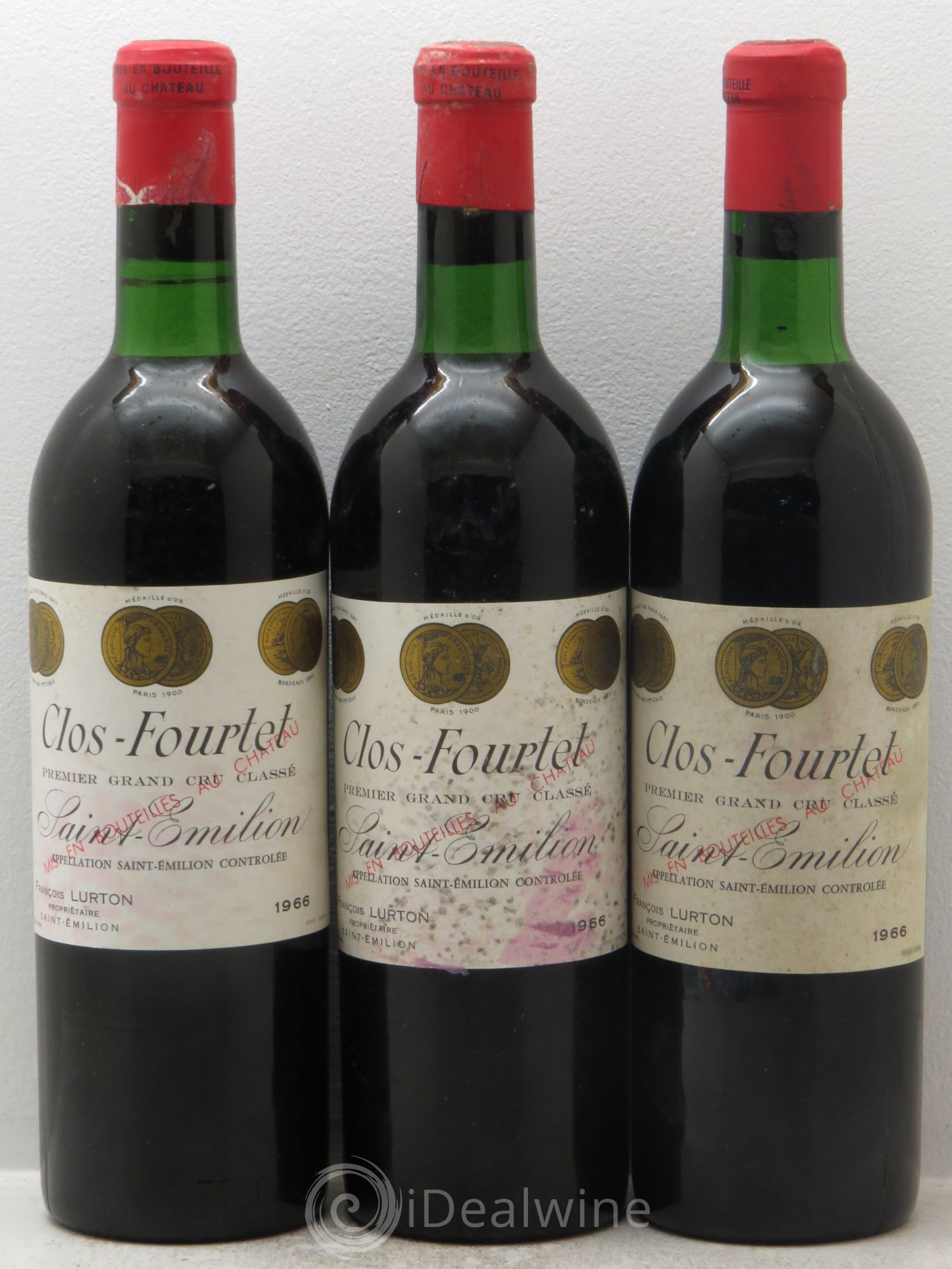 Clos Fourtet 1er Grand Cru Classé B 1966 - Lot de 3 bouteilles - 0