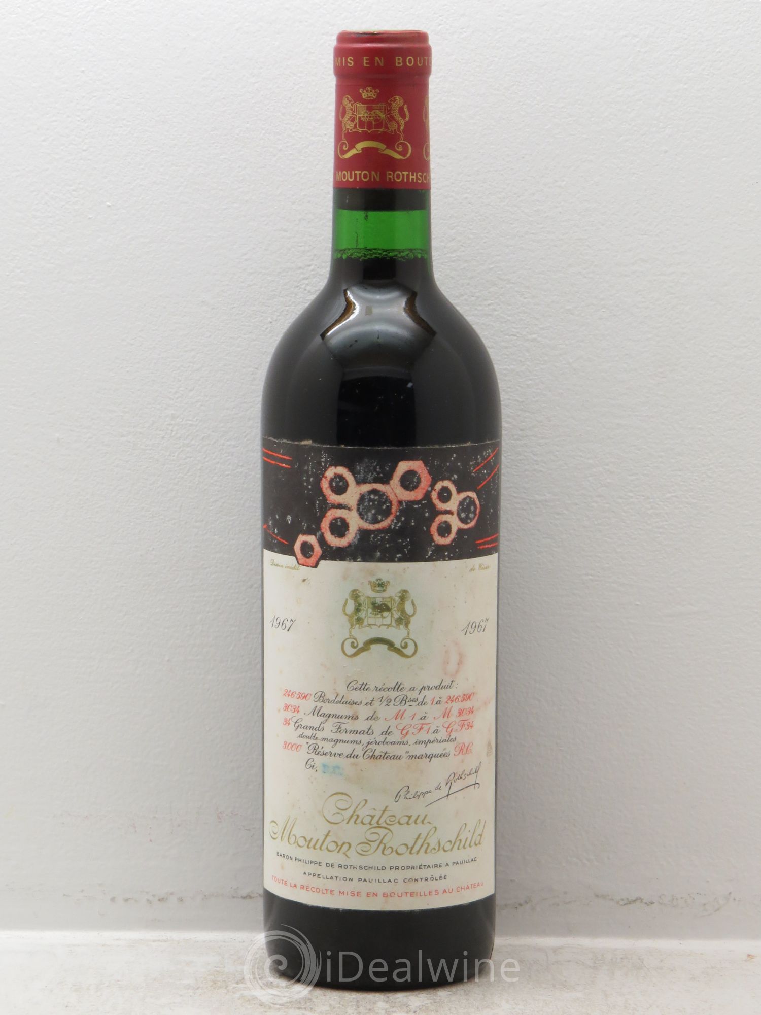 Château Mouton Rothschild 1er Grand Cru Classé 1967 - Lot de 1 bouteille - 0