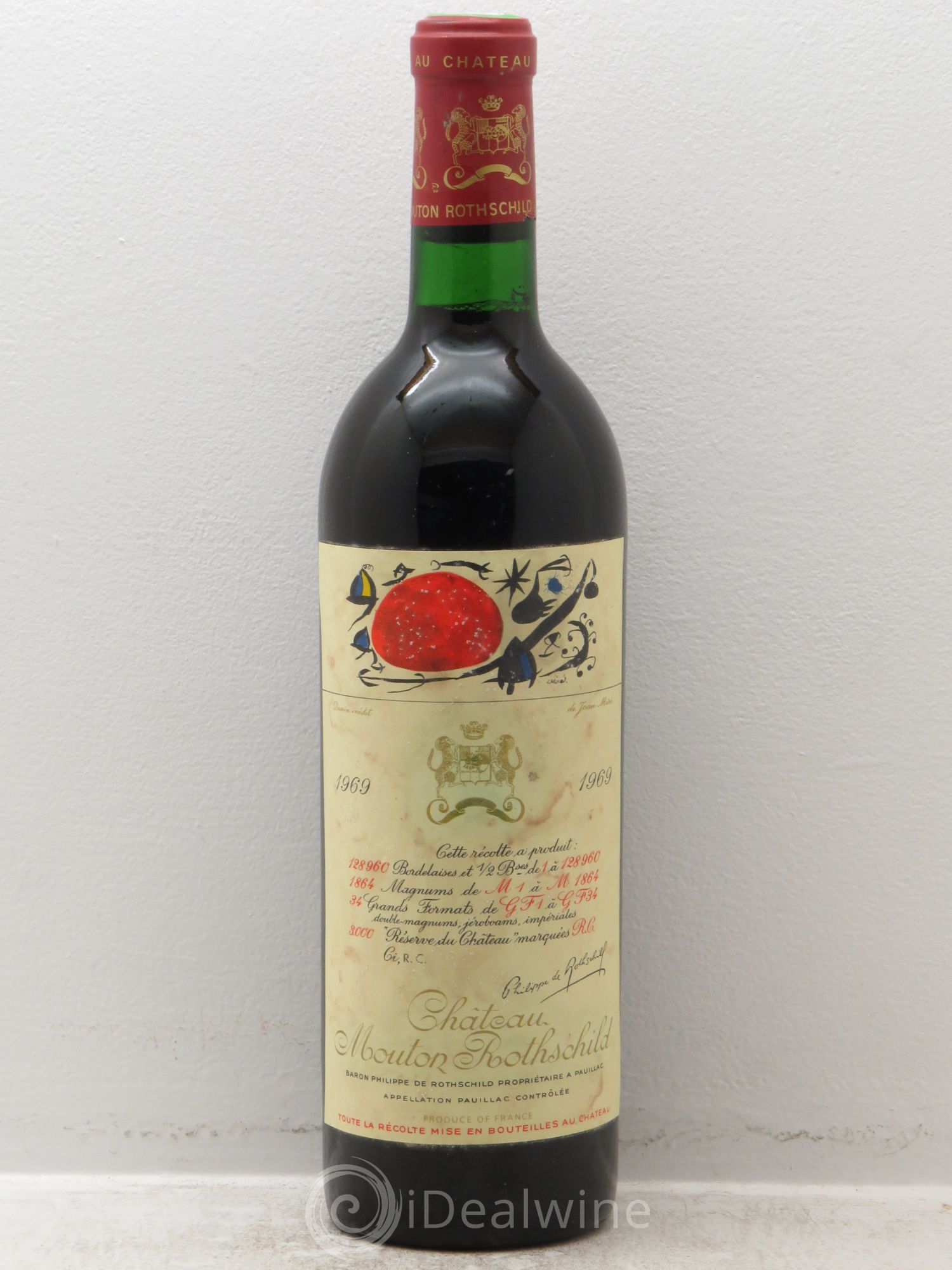 Château Mouton Rothschild 1er Grand Cru Classé 1969 - Lot de 1 bouteille - 0