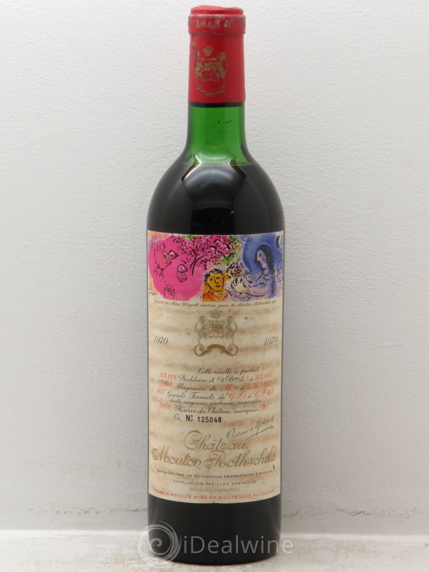Château Mouton Rothschild 1er Grand Cru Classé 1970 - Lot de 1 bouteille - 0